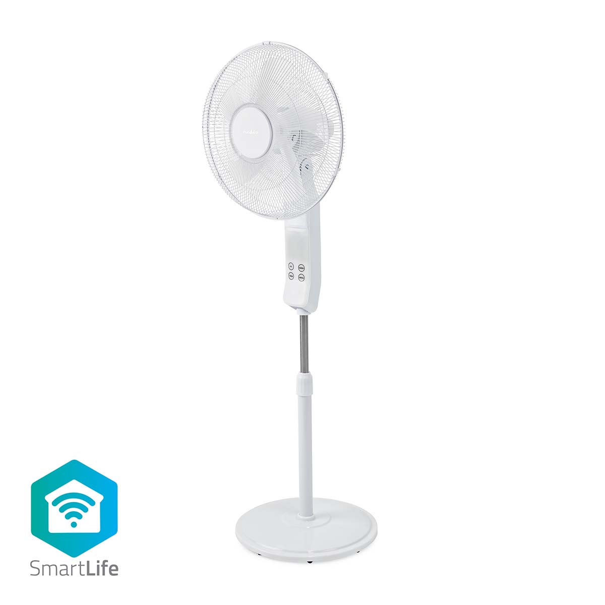 Nedis SmartLife stojanový ventilátor 40 cm, nastavitelný, otočný, 3 rychlosti, časovač, dálkové ovládání (FNST17CWT40W)