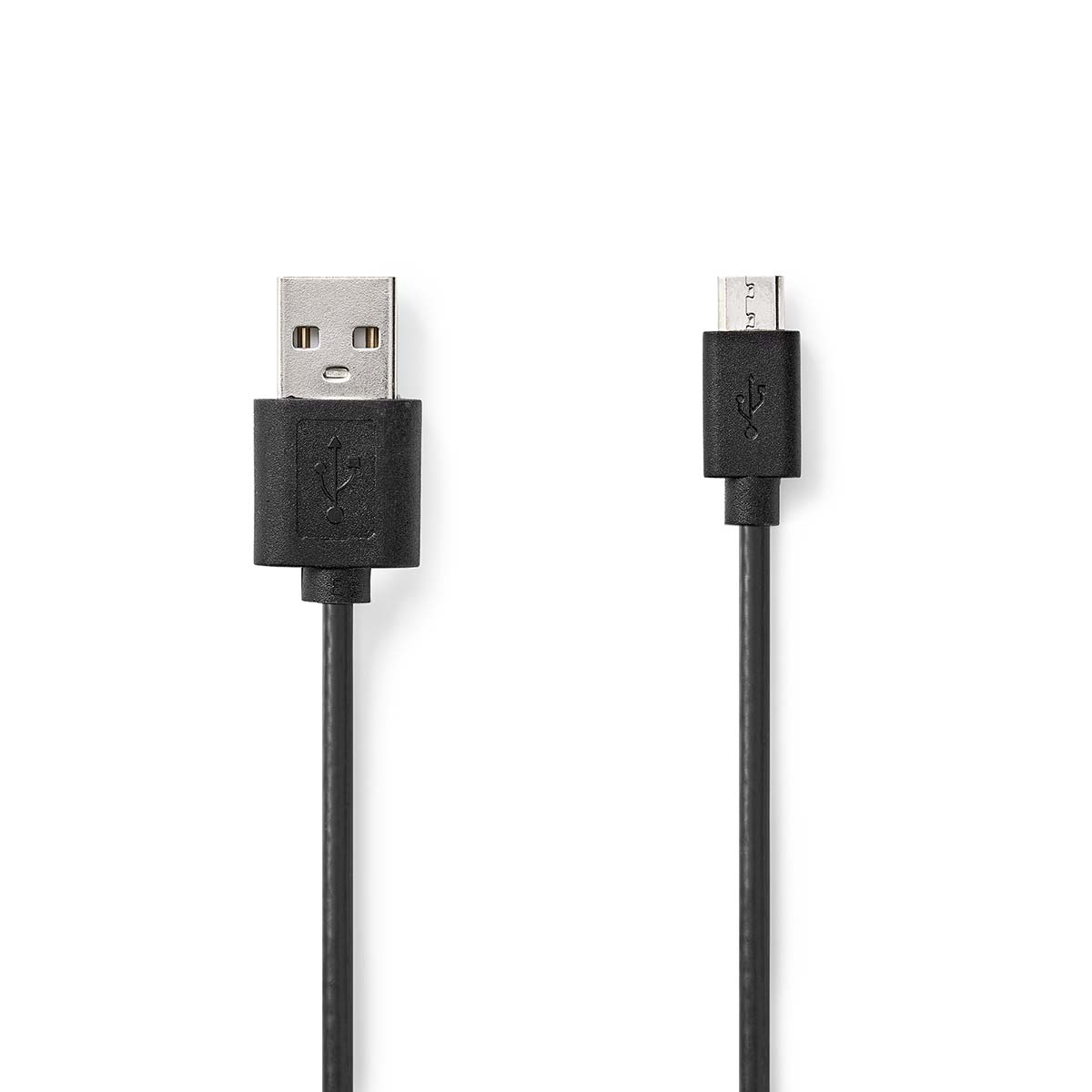 USB kabel | USB 2.0 | USB-A Zástrčka | USB Micro-B Zástrčka | 480 Mbps | 7.5 W | Poniklované | 1.00 m | Kulatý | PVC | Černá | Štítek
