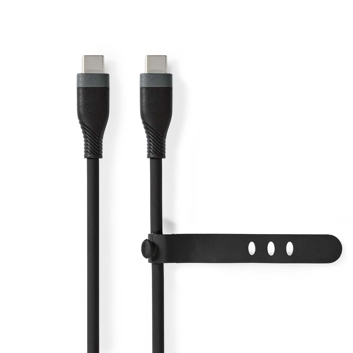USB kabel | USB 2.0 | USB-C™ Zástrčka | USB-C™ Zástrčka | 60 W | 480 Mbps | Poniklované | 1.50 m | Kulatý | Silikonový | Černá | Box