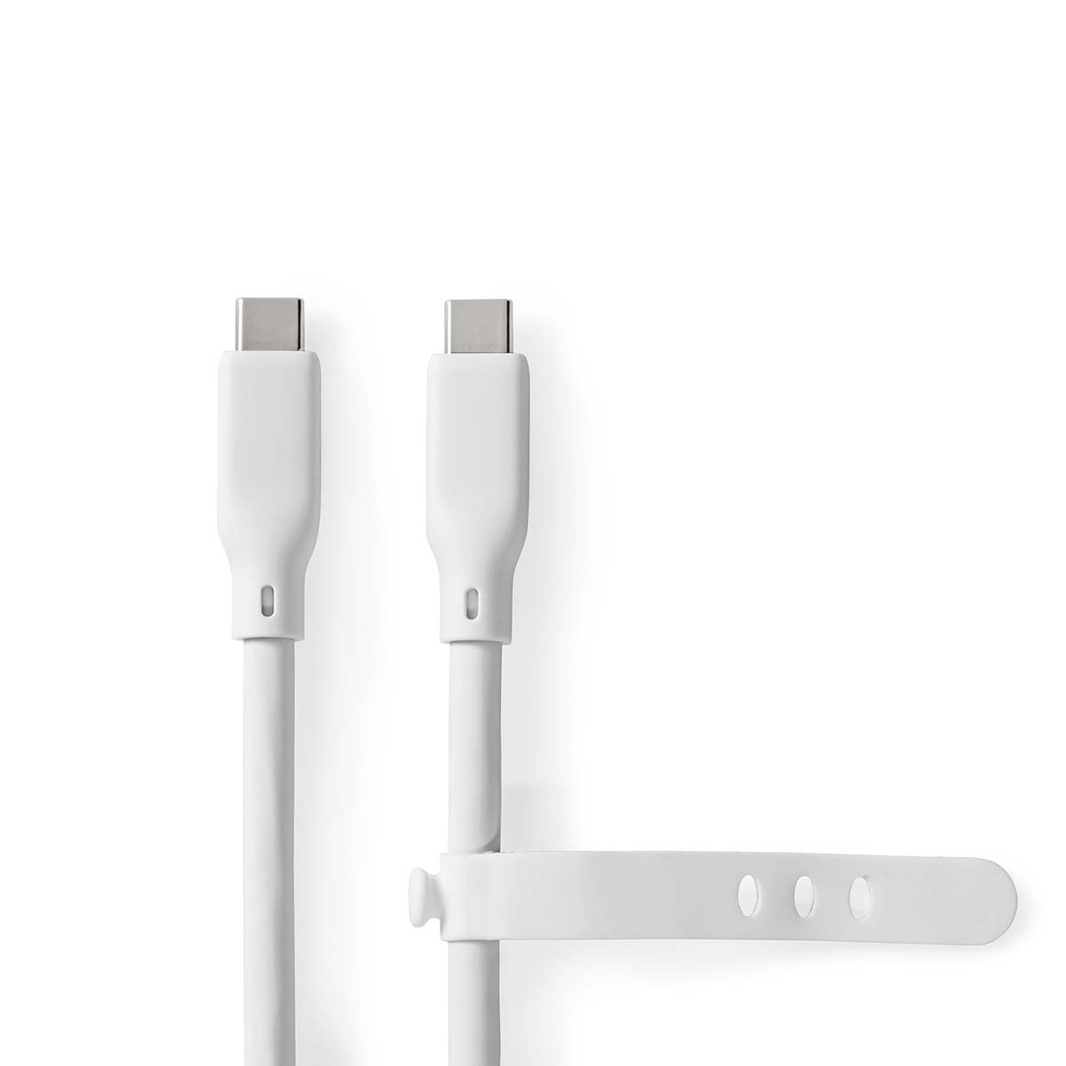 USB kabel | USB 3.2 Gen 2 | USB-C™ Zástrčka | USB-C™ Zástrčka | 240 W | 8K@30Hz | 20 Gbps | Poniklované | 1.00 m | Kulatý | Silikonový | Bílá | Box