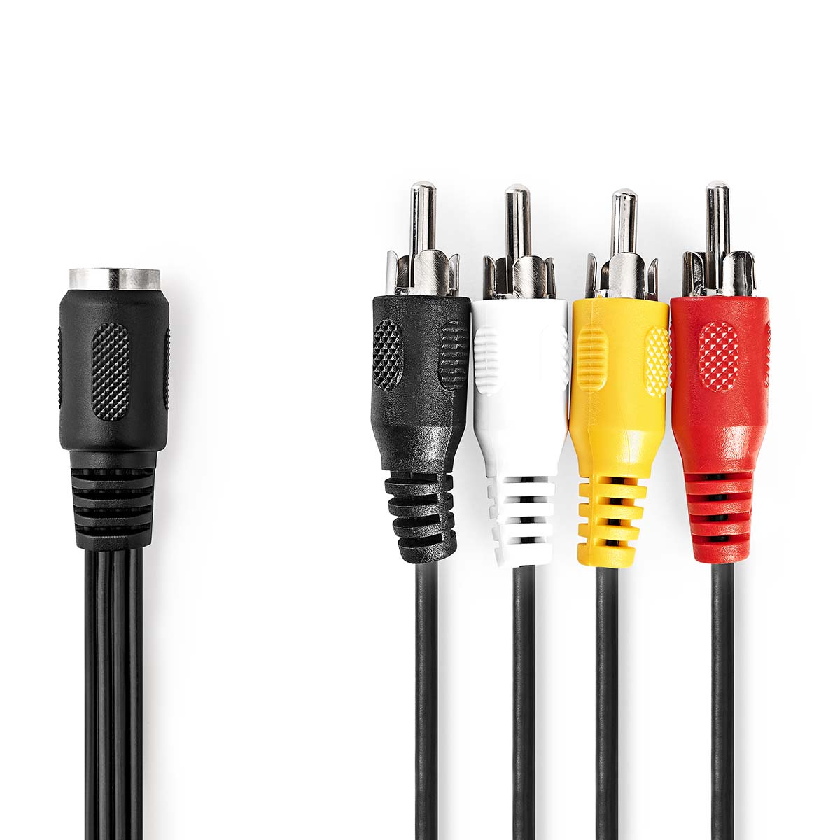 Nedis kabel zásuvka DIN 5p - zástrčka 4 x cinch, 0.2 m (CAGL20475BK02)