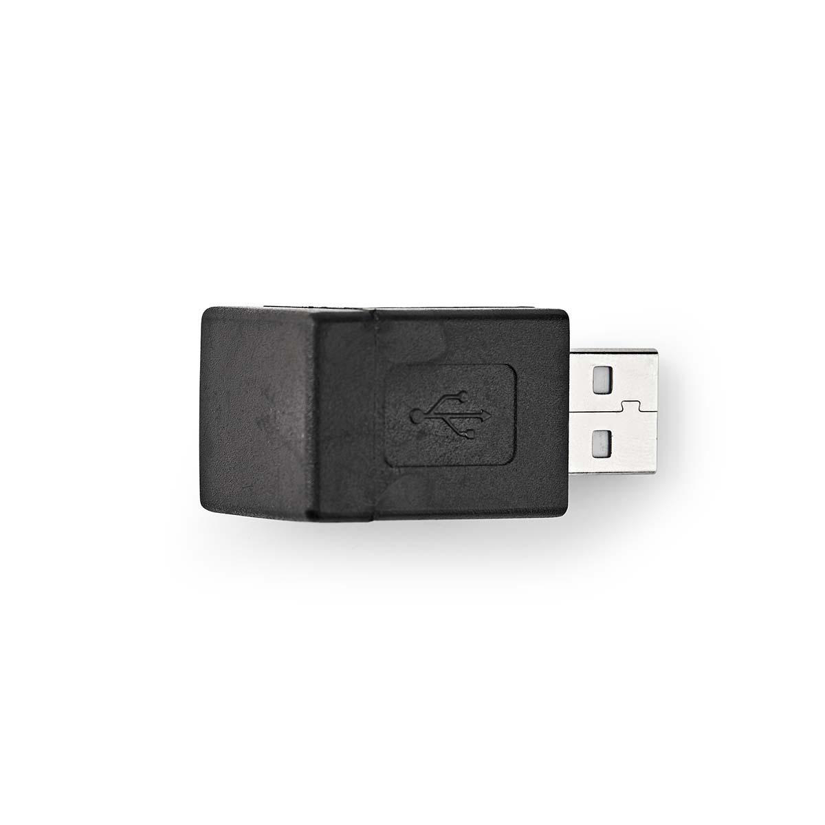 USB-A Adaptér | USB 2.0 | USB-A Zástrčka | USB-A Zásuvka | 480 Mbps | Kulatý | Poniklované | PVC | Černá | Box