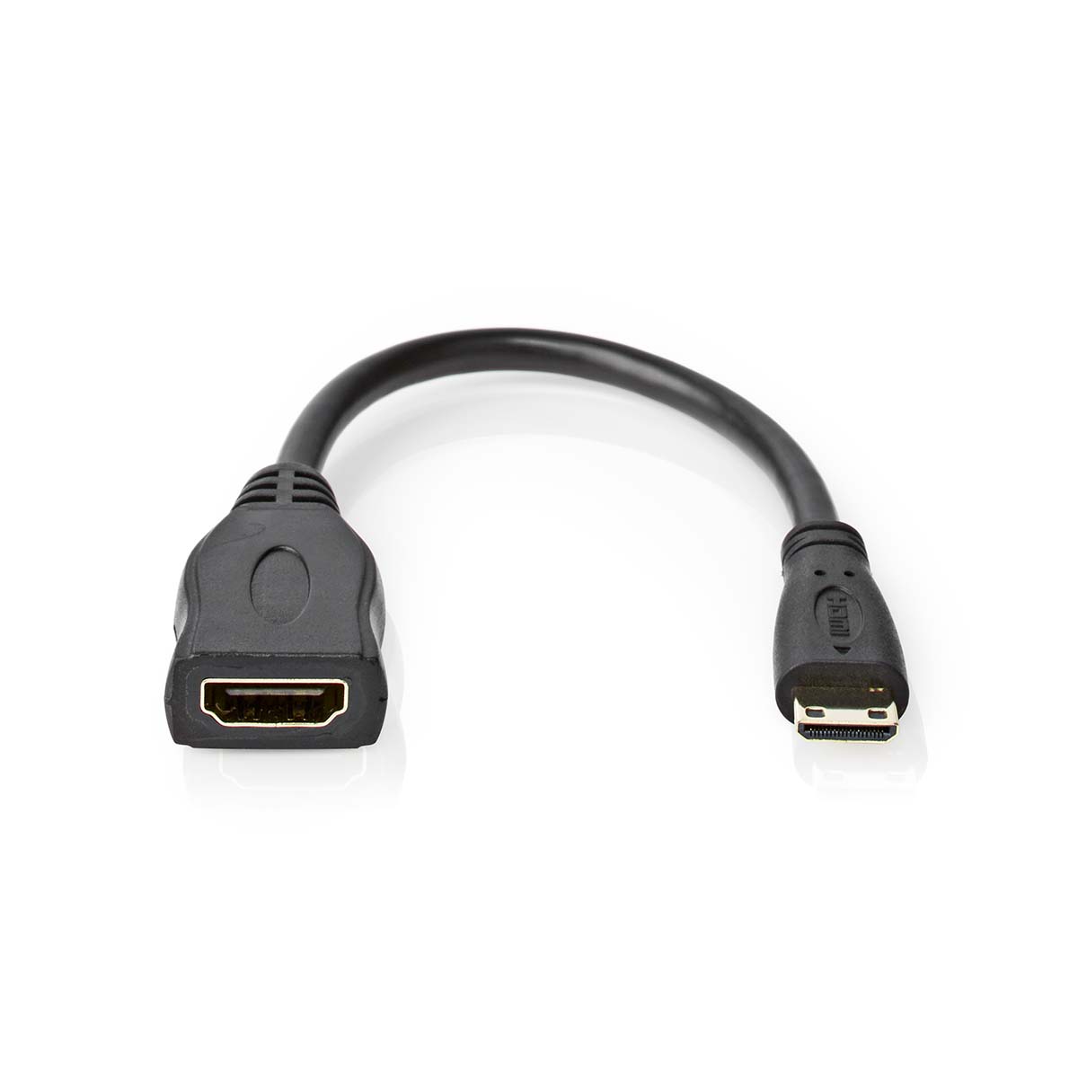 High Speed HDMI™ kabel s Ethernetem | HDMI ™ Mini Connector | Výstup HDMI™ | 4K@30Hz | 10.2 Gbps | 0.20 m | Kulatý | PVC | Černá | Box