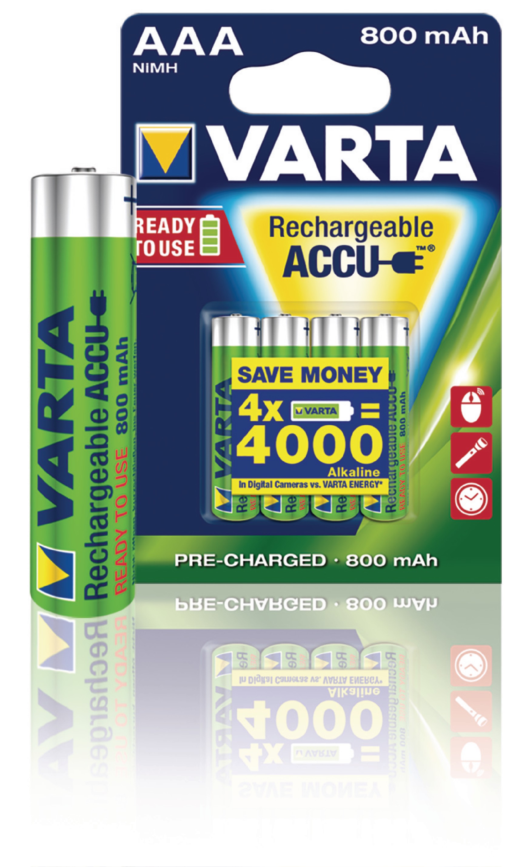 Nabíjecí baterie Varta NiMH AAA 1.2V 800mAh - 4ks, VARTA-56703B