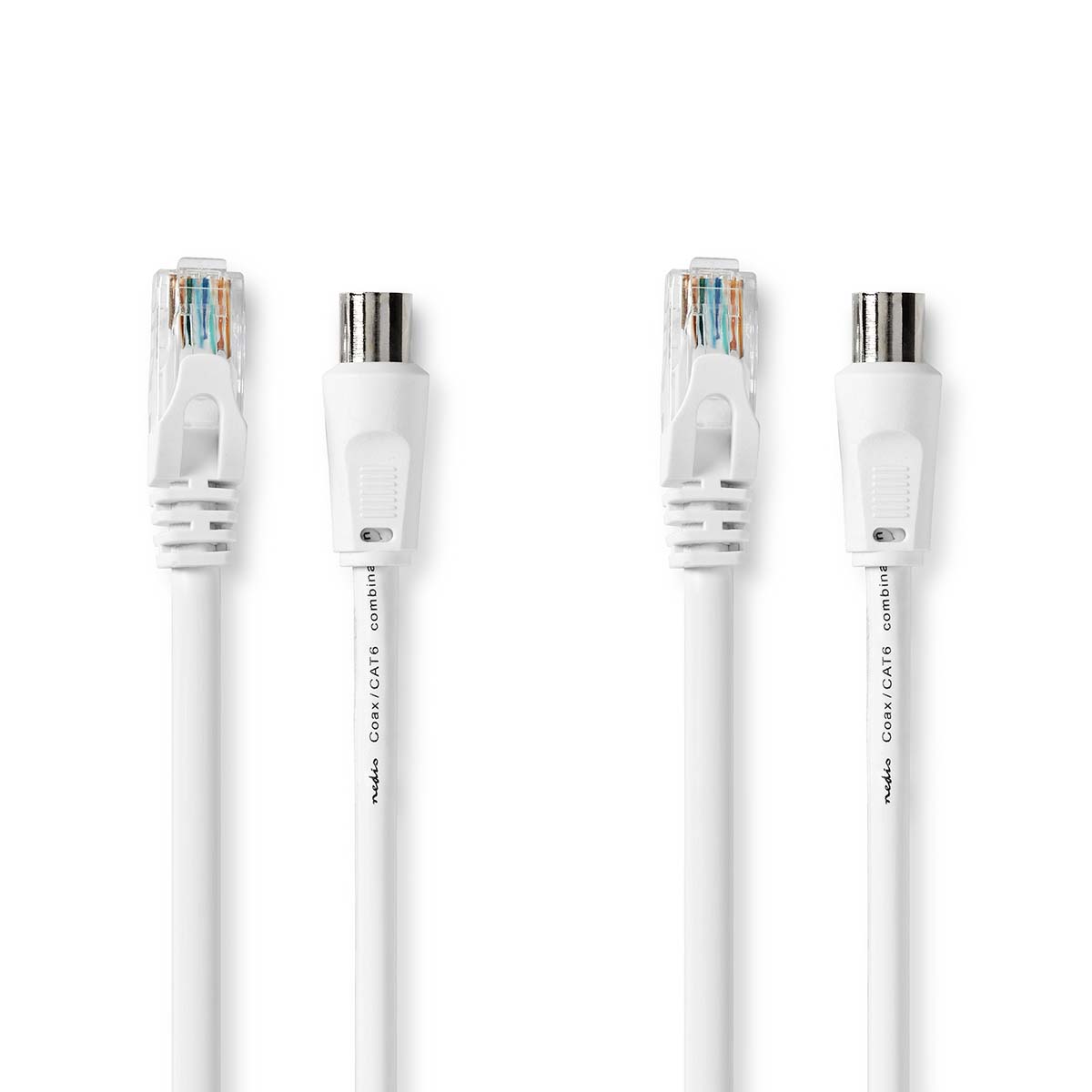 Přemluvit & Cat6 Combi Cable | IEC (Koax) Zástrčka / RJ45 Zástrčka | IEC (Koax) Zásuvka / RJ45 Zástrčka | Poniklované | RG58 | 75 Ohm | Dvojité…