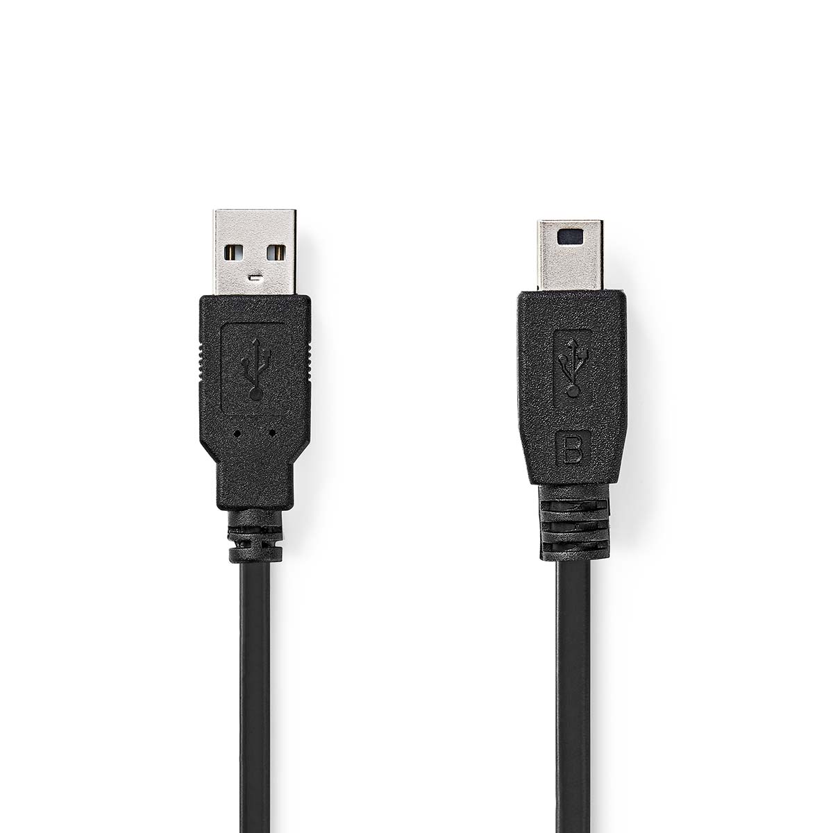 USB kabel | USB 2.0 | USB-A Zástrčka | USB Mini-B 5 pinů Zástrčka | 480 Mbps | Poniklované | 1.00 m | Kulatý | PVC | Černá | Label