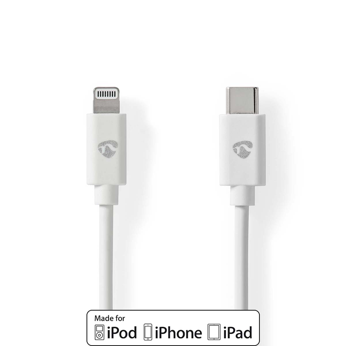 Lightning Kabel | USB 2.0 | Apple Lightning 8pinový | USB-C™ Zástrčka | 480 Mbps | Poniklované | 1.00 m | Kulatý | PVC | Bílá | Obálka