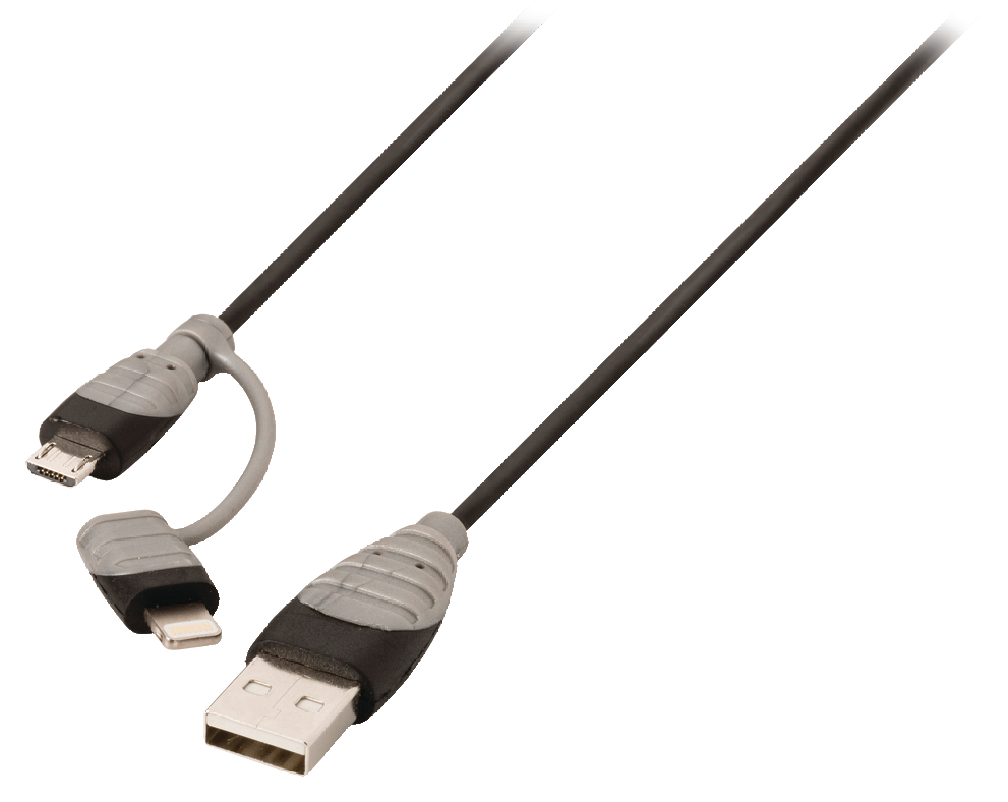 2 v 1 Synchronizační a Nabíjecí Kabel USB A Zástrčka - Micro B Zástrčka 1.00 m Černá + Adaptér Lightning