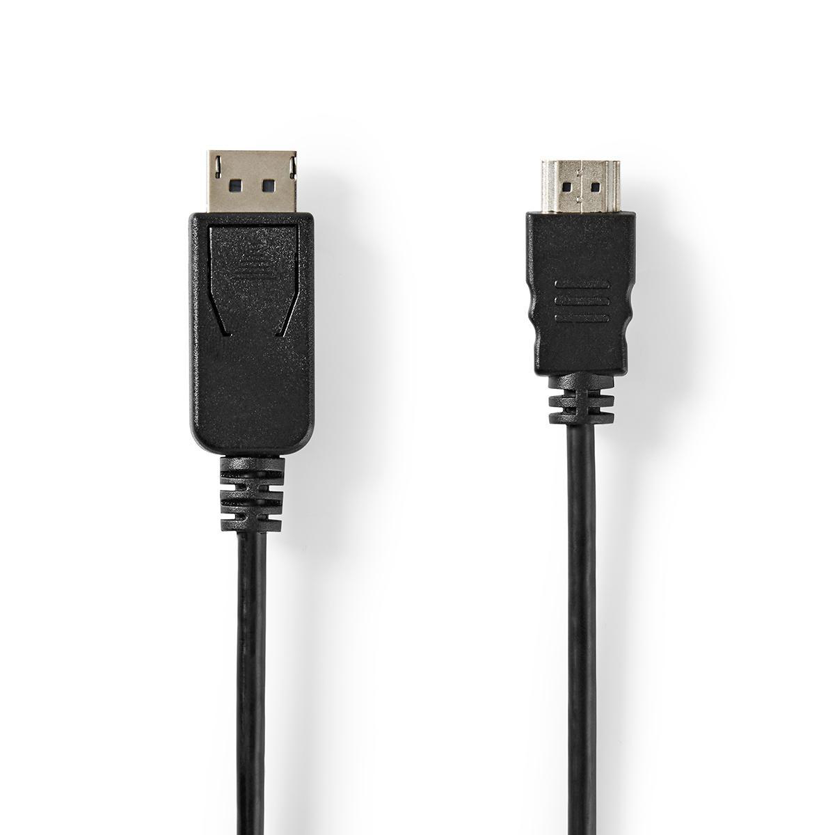 Displayport kabel | DisplayPort Zástrčka | HDMI Zásuvka | 4K@30Hz | Poniklované | 2.00 m | Kulatý | PVC | Černá | Štítek
