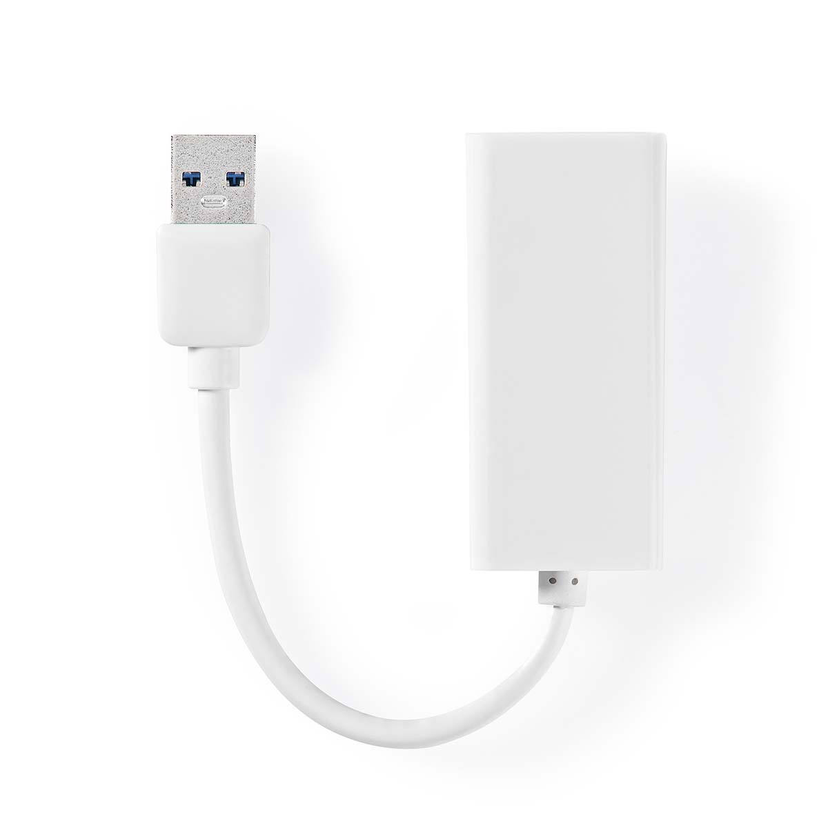 USB-A Adaptér | USB 3.2 Gen 1 | USB-A Zástrčka | RJ45 Zásuvka | 1 Gbps | 0.20 m | Kulatý | Poniklované / Pozlacené | PVC | Bílá | Plastový Sáček