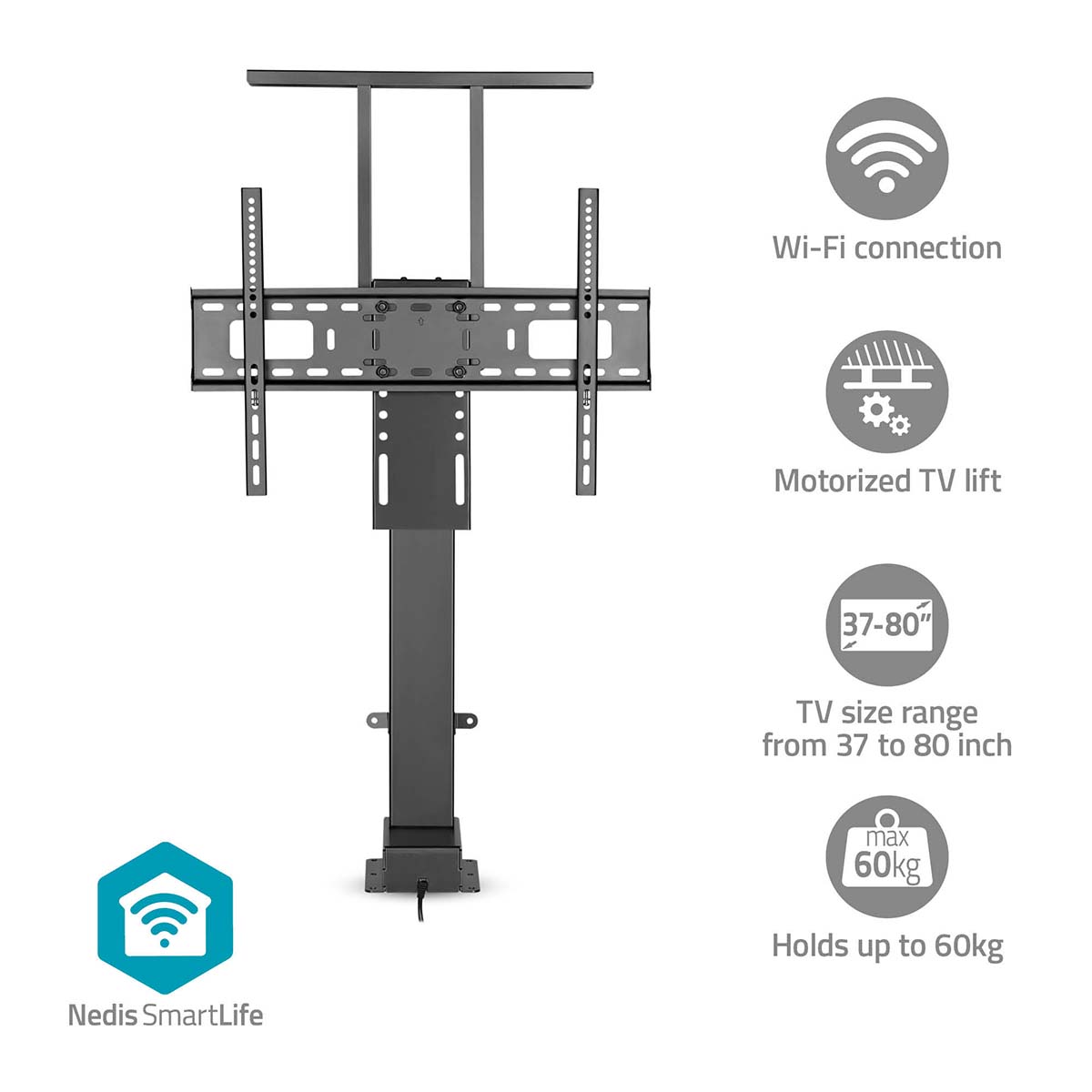 Nedis TVSM5840BK motorizovaný výsuvný TV držák do komody 37-80", max. 60 kg