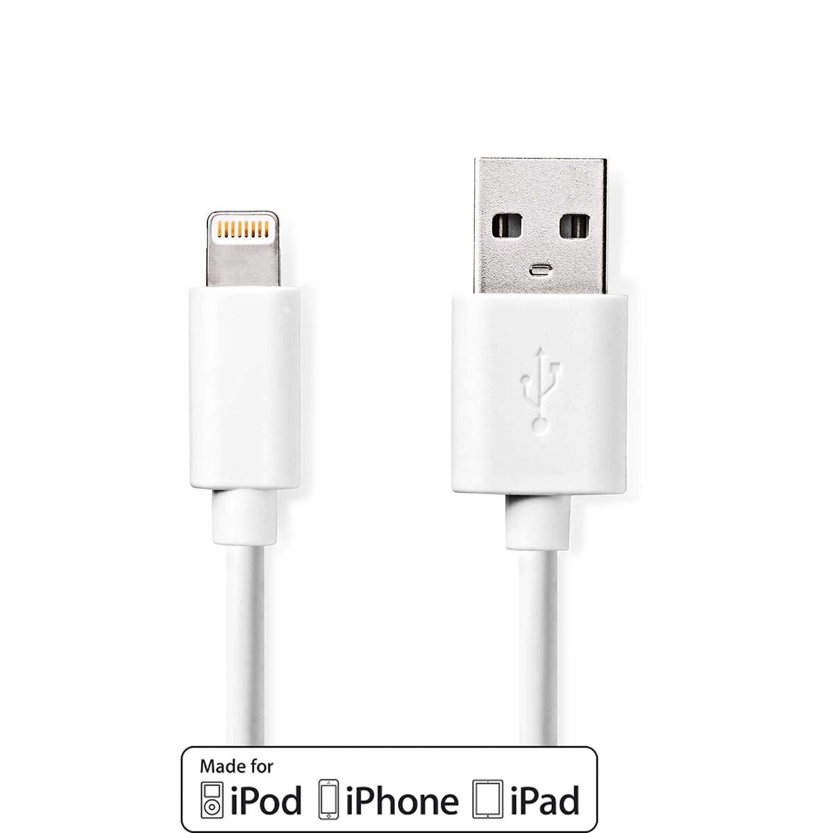 Lightning Kabel | USB 2.0 | Apple Lightning 8pinový | USB-A Zástrčka | 480 Mbps | Poniklované | 3.00 m | Kulatý | PVC | Bílá | Label