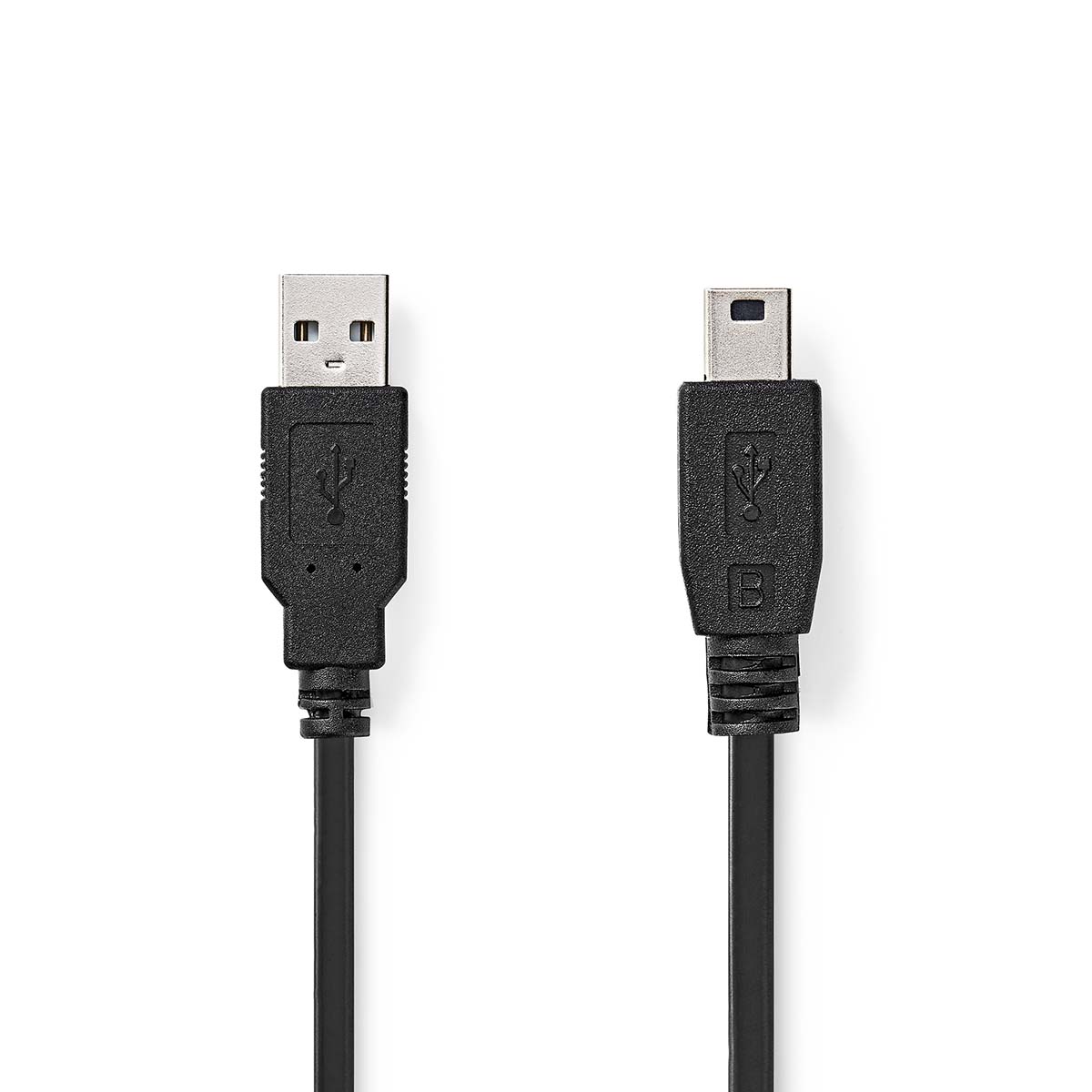 USB kabel | USB 2.0 | USB-A Zástrčka | USB Mini-B 5 pinů Zástrčka | 480 Mbps | Poniklované | 3.00 m | Kulatý | PVC | Černá | Label