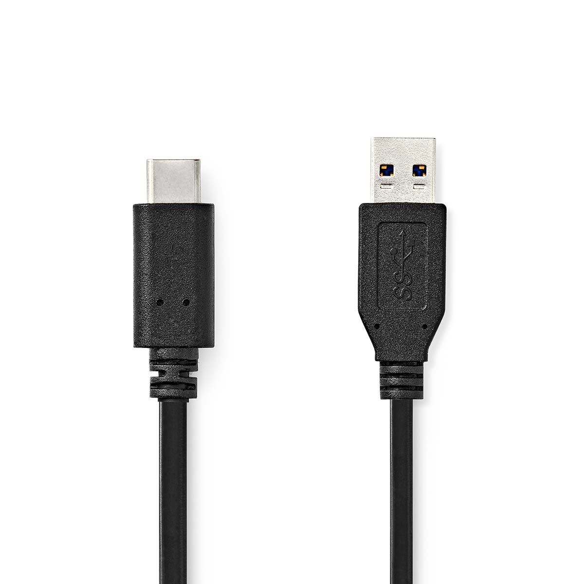 USB kabel | USB 3.2 Gen 2 | USB-A Zástrčka | USB-C™ Zástrčka | 60 W | 10 Gbps | Poniklované | 1.00 m | Kulatý | PVC | Černá | Label