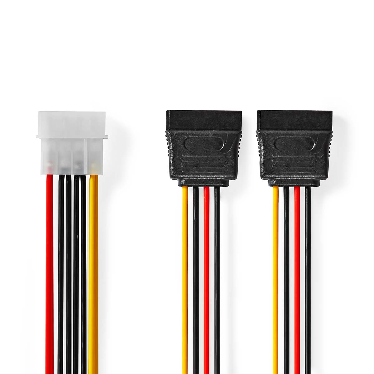 Interní Napájecí kabel | Molex Zástrčka | 2x SATA 15kolíková Zásuvka | Pozlacené | 0.15 m | Kulatý | PVC | Vícebarevné | Box