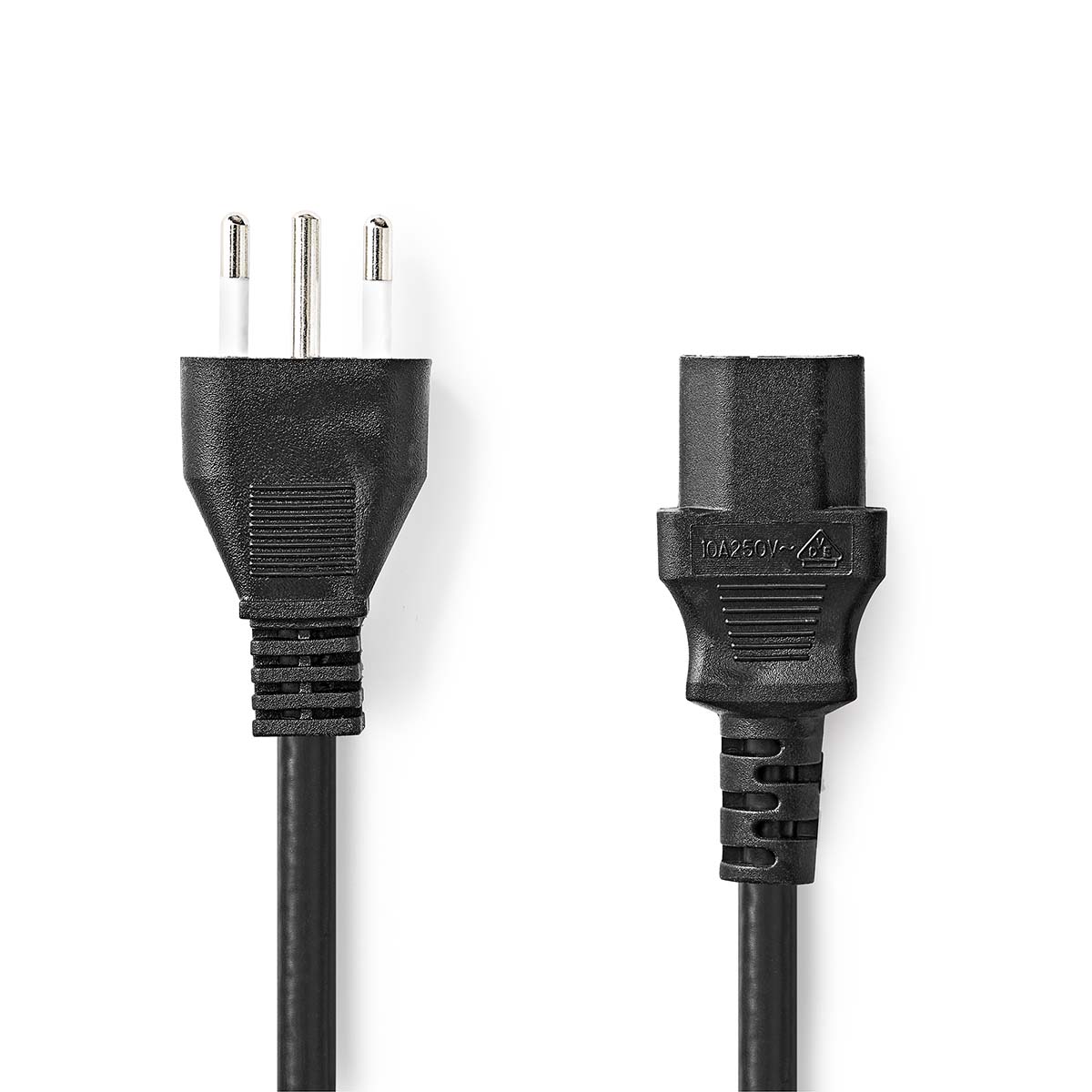 Napájecí kabel | Itálie Zástrčka | IEC-320-C13 | Přímý | Přímý | Poniklované | 2.00 m | Kulatý | PVC | Černá | Label