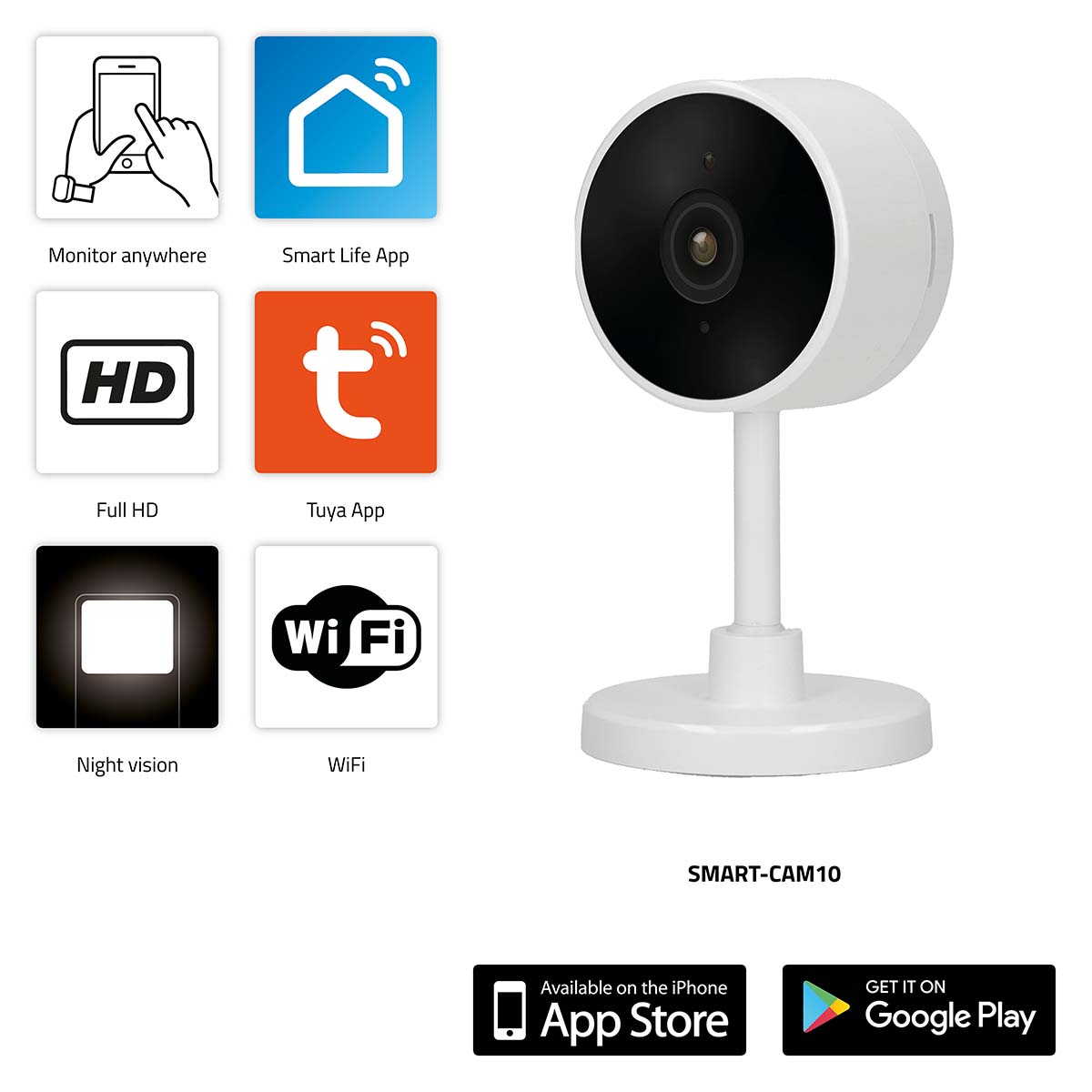 SMART-CAM10 Chytrá Wi-Fi kamera IP kamera vhodná pro domácí automatizaci