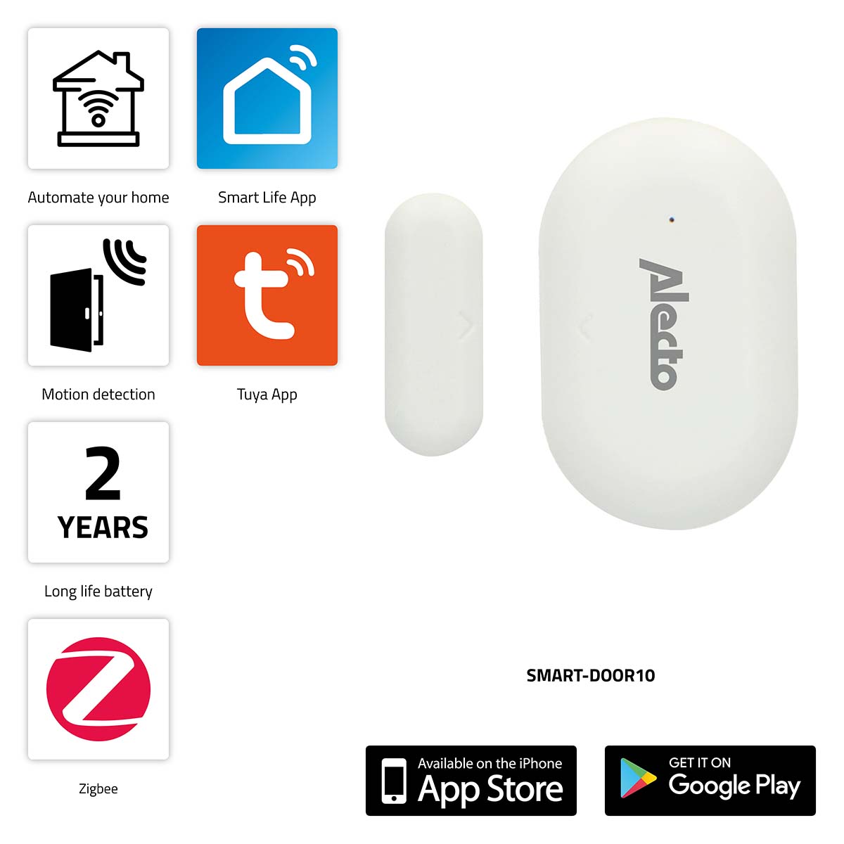 SMART-DOOR10 Inteligentní dveřní/okenní kontaktní senzor Zigbee