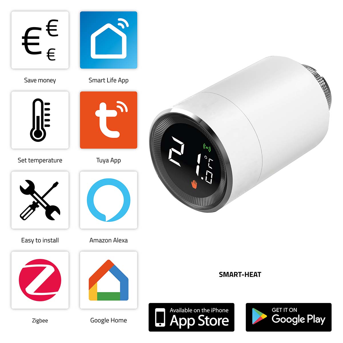 SMART-HEAT10 Inteligentní Zigbee termostatický radiátorový ventil