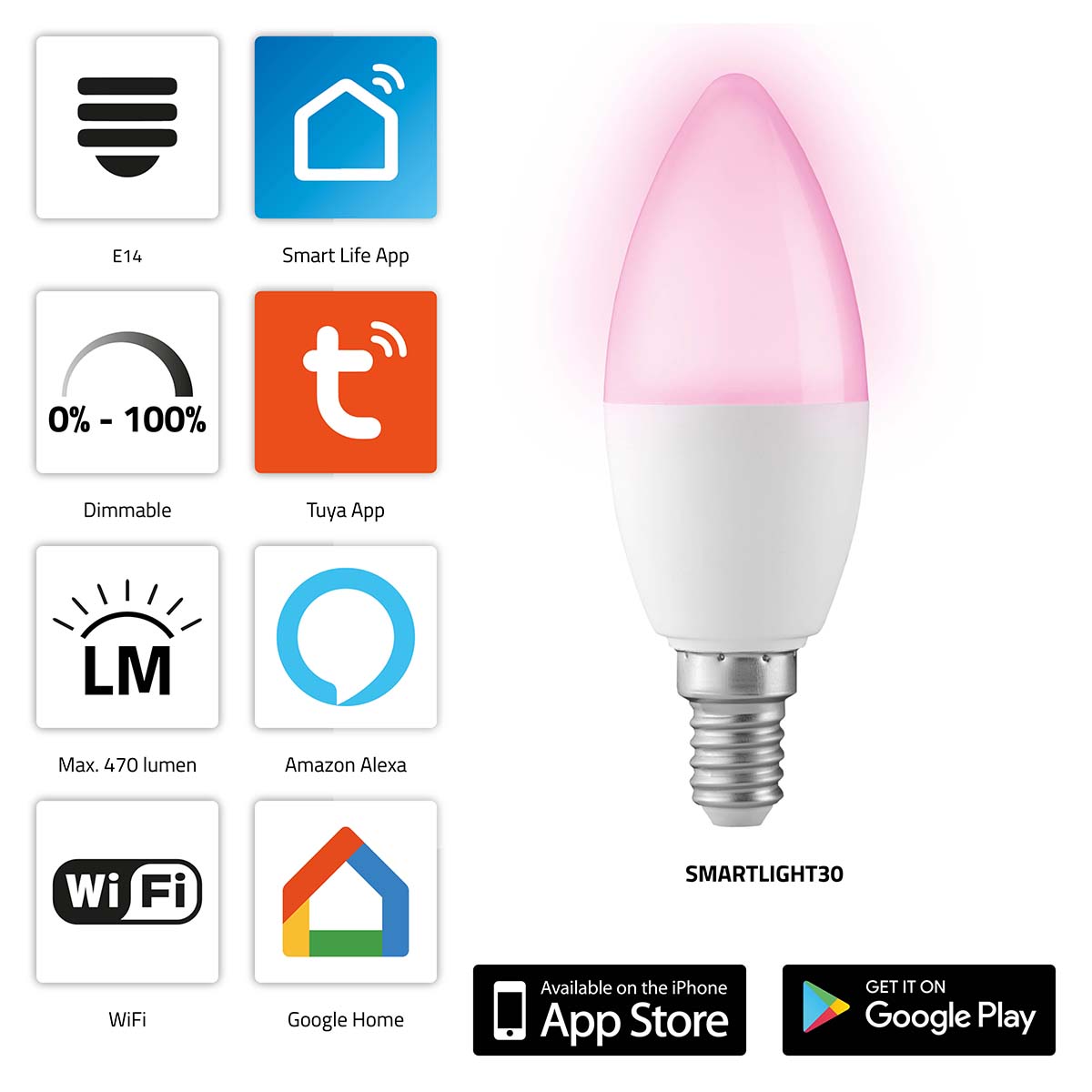 SMARTLIGHT30 Chytrá barevná LED lampa s Wi-Fi