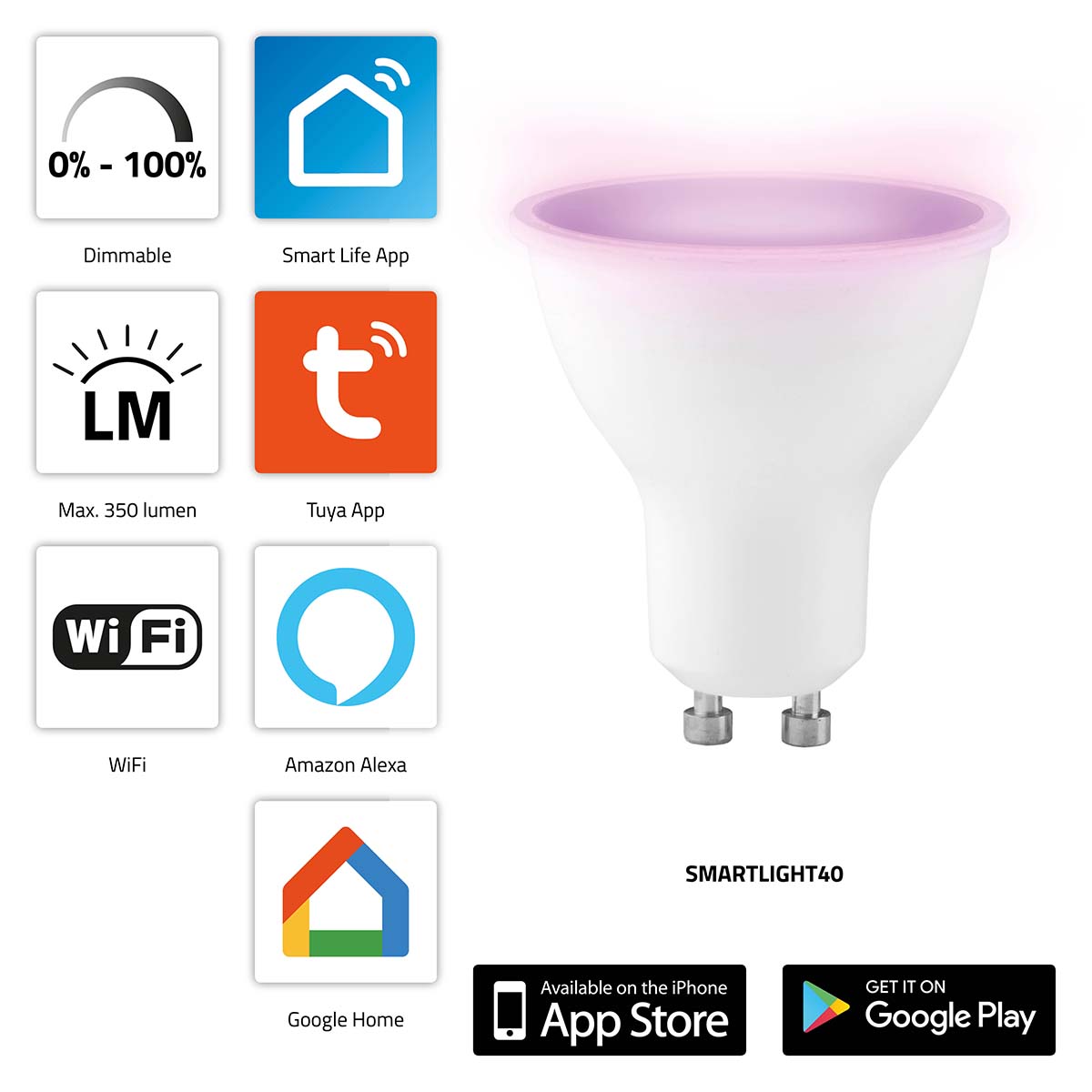 SMARTLIGHT40 Chytrá barevná LED lampa s Wi-Fi