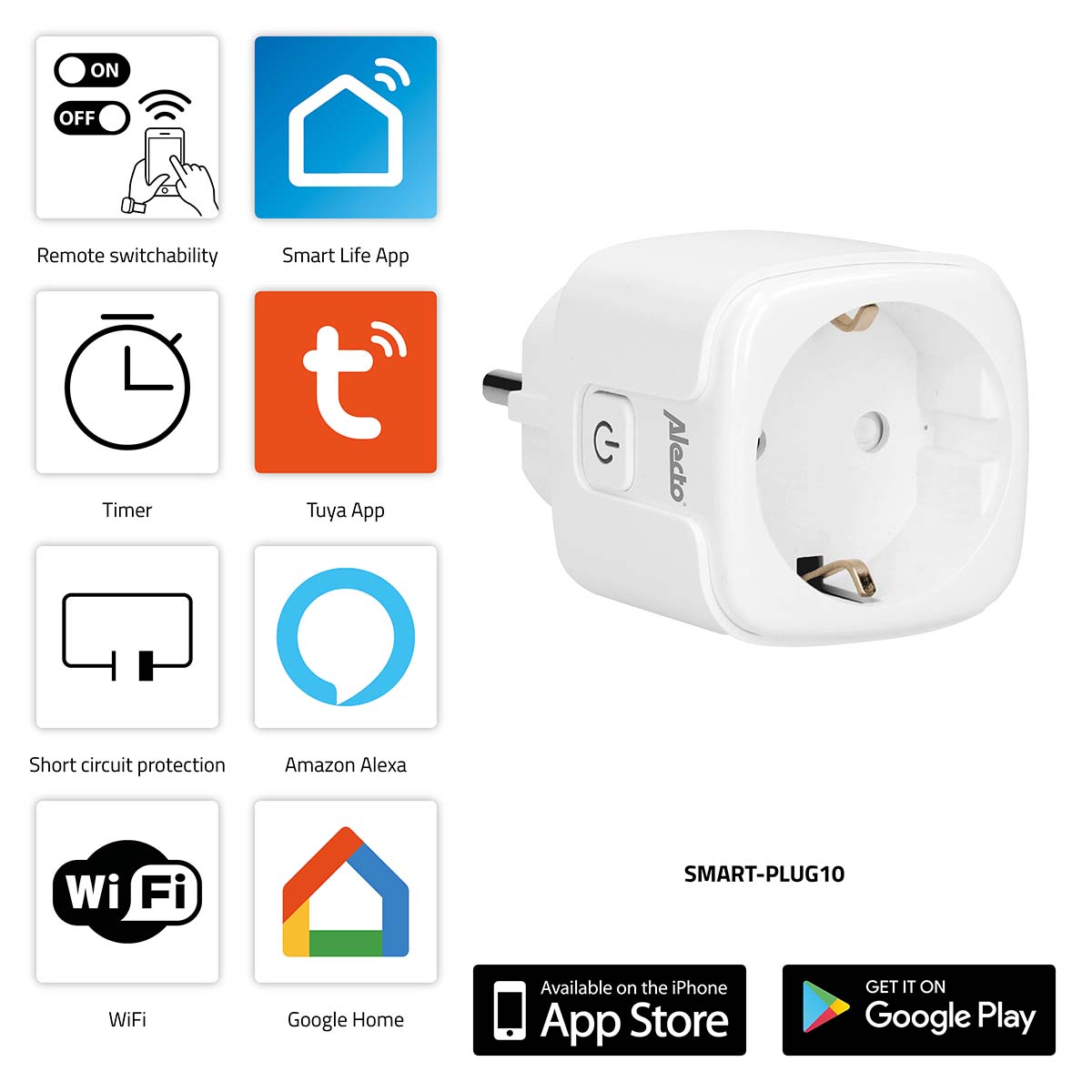 SMART-PLUG10 Chytrá Wi-Fi zásuvka 16A 3680W