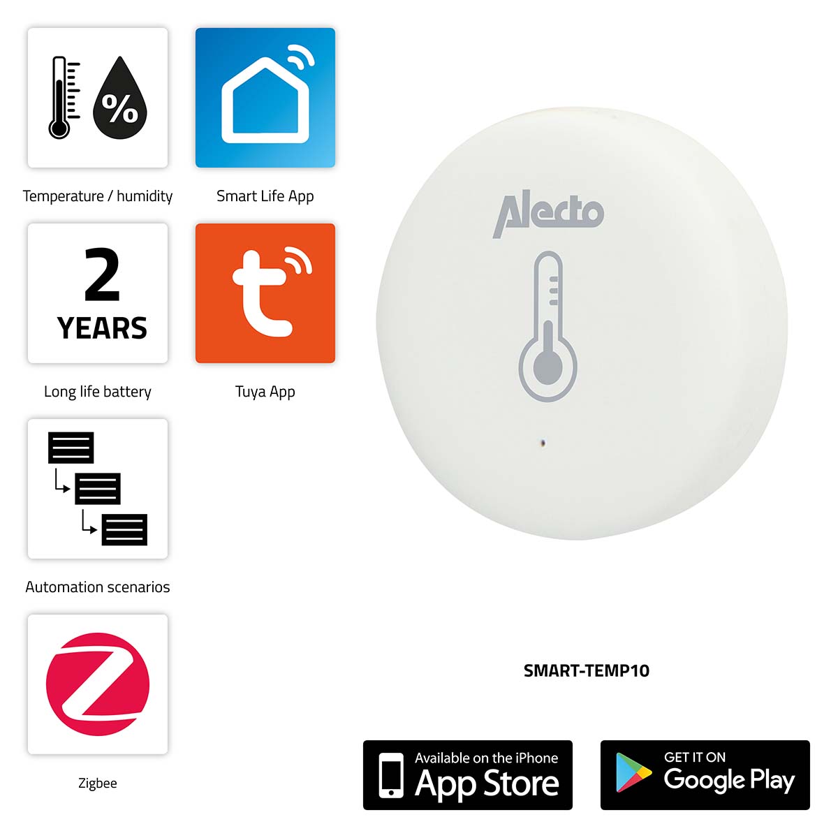 SMART-TEMP10 Smart Zigbee senzor teploty a vlhkosti