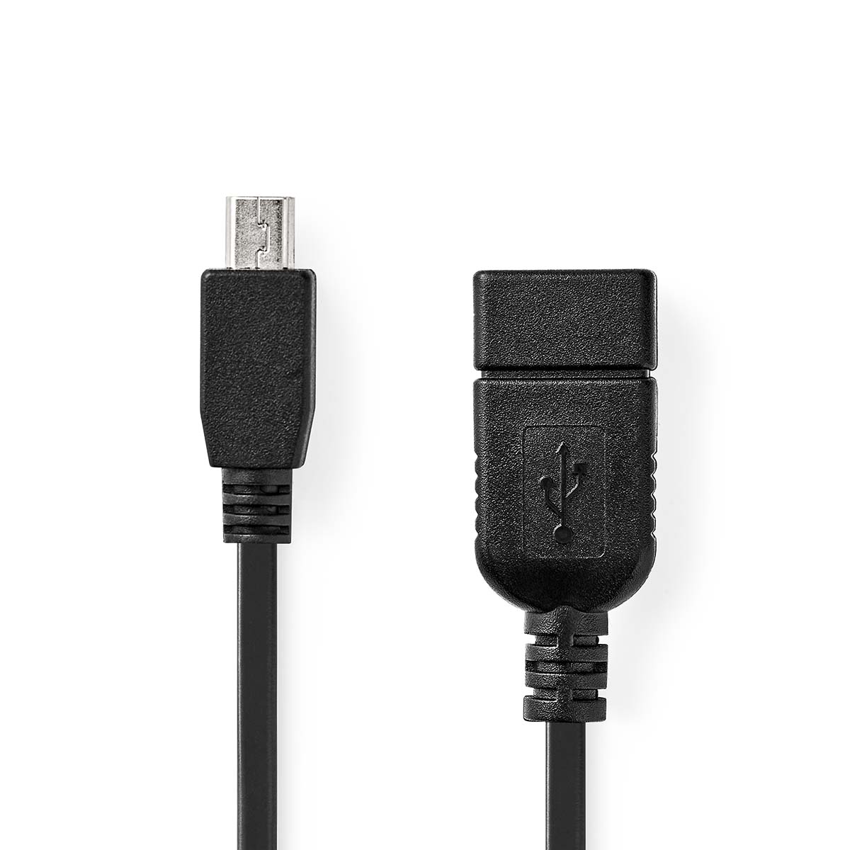 USB Adaptér | USB 2.0 | Mini 5-Pin Zástrčka | USB-A Zásuvka | 480 Mbps | OTG | 0.20 m | Kulatý | Poniklované | Černá | Box