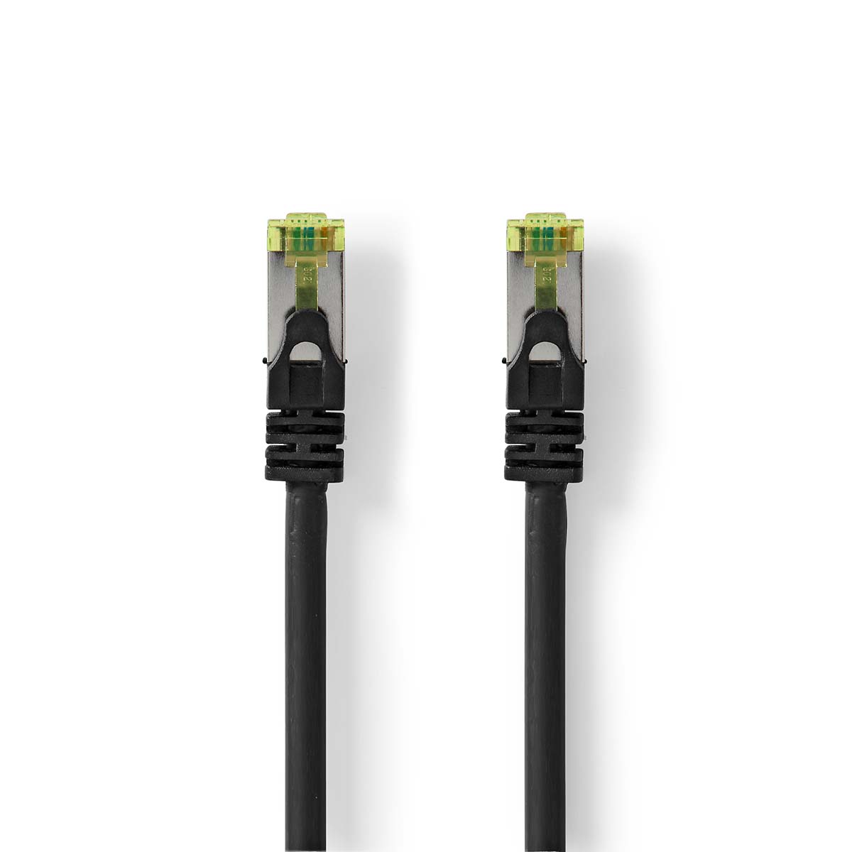 Síťový kabel CAT7 | S / FTP | RJ45 Zástrčka | RJ45 Zástrčka | 2.00 m | Snagless | Kulatý | LSZH | Černá | Label