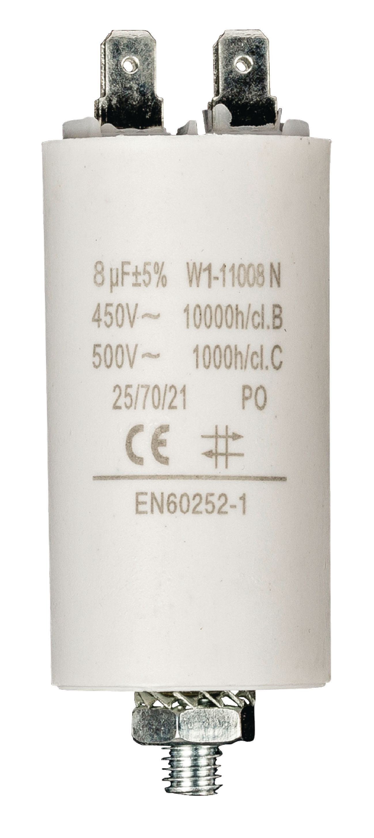 Kondenzátor rozběhový 8uf / 450 V s fastony (W1-11008N)