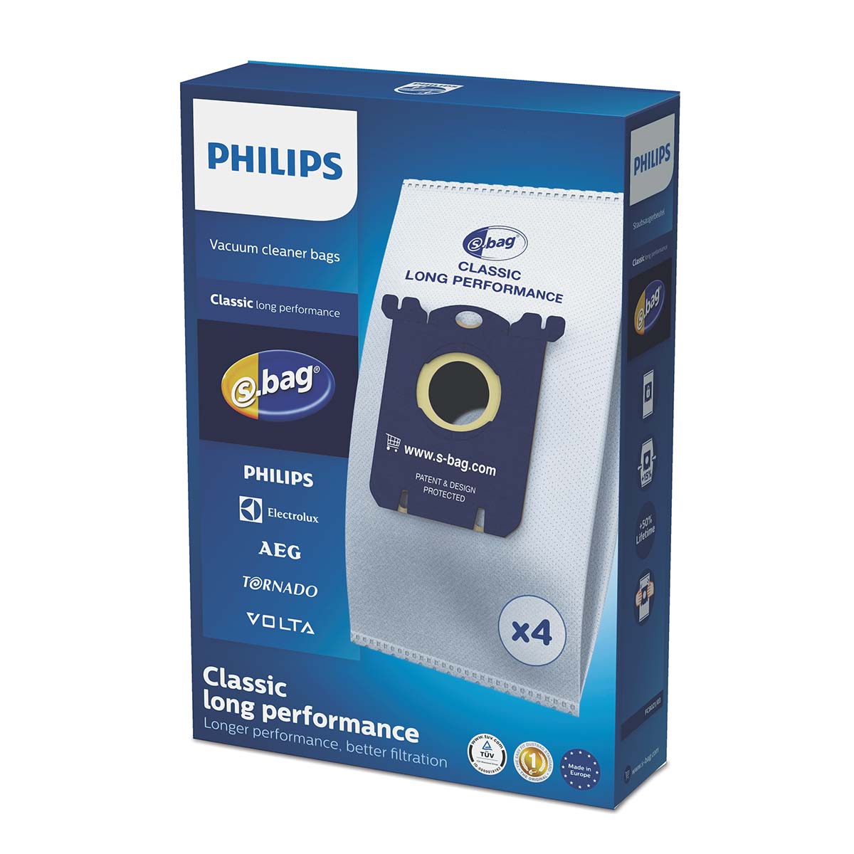 Sáčky Philips S-Bag Classic Long Performance, 4ks, Philips FC8021/03