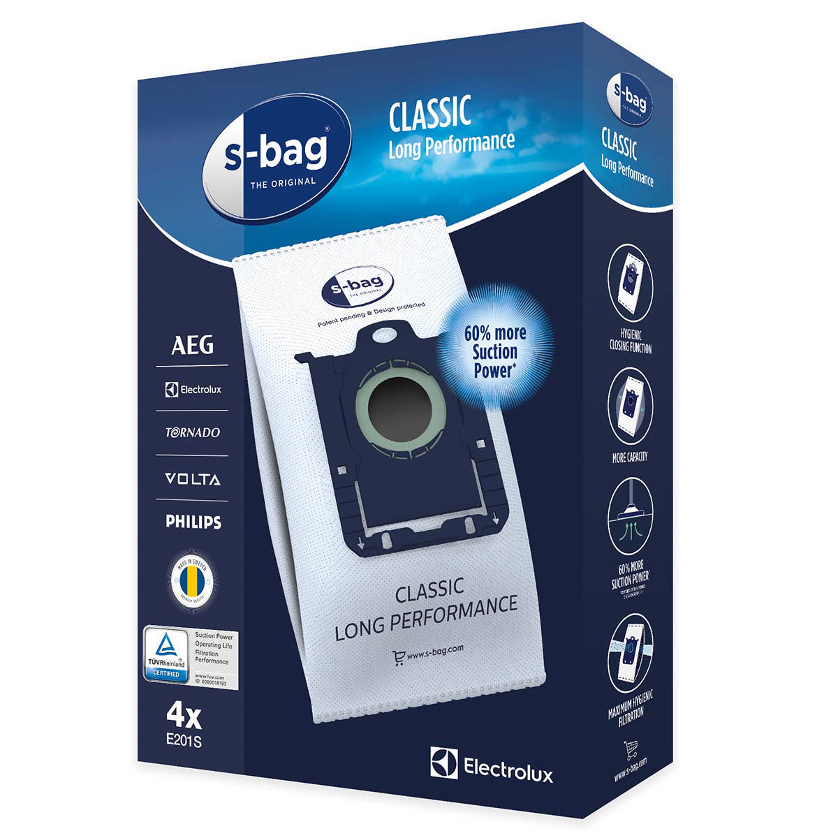 Sáčky Electrolux S-Bag E201S Classic Long Performance, 4ks (E201S)