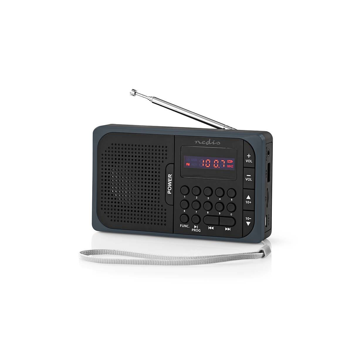 Nedis RDFM2100GY radiopřijímač FM / microSD / USB / 3.6 W černá/šedá