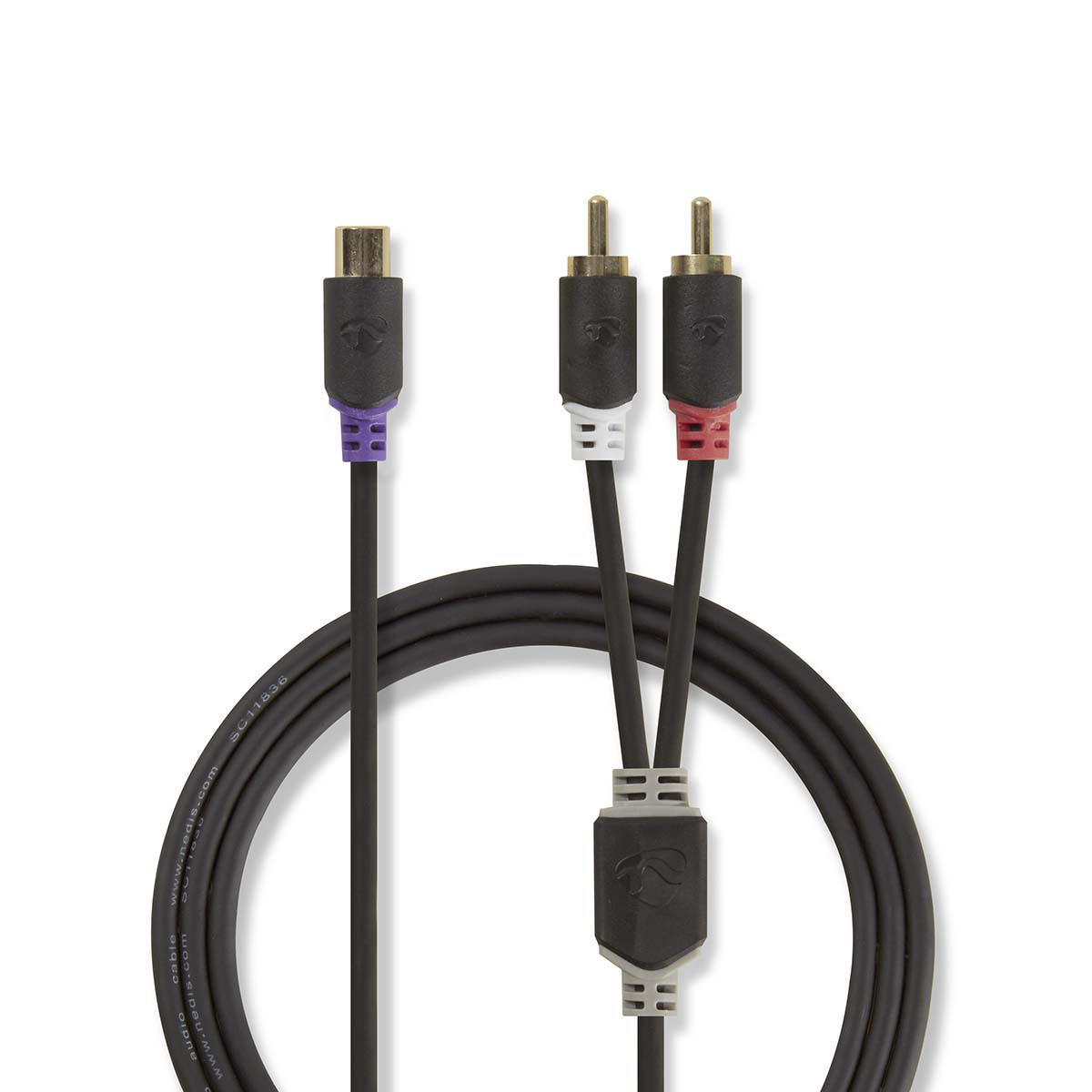 Nedis CABW24020AT02 propojovací audio kabel k subwooferu 2x cinch zástrčka - cinch zásuvka, 0.20 m