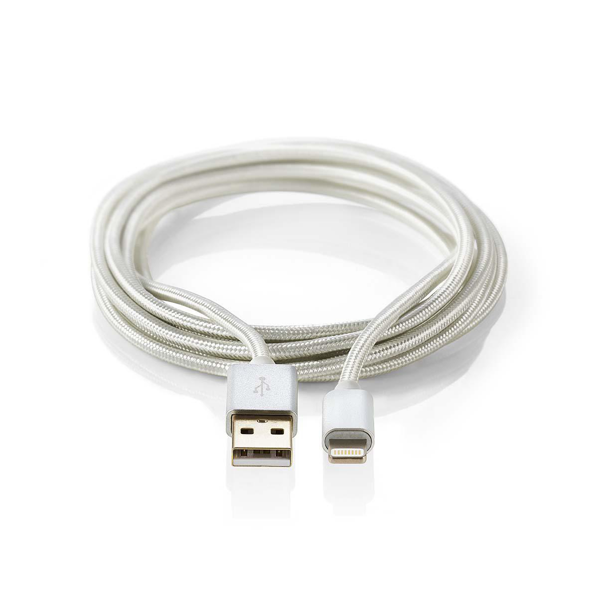 Synchronizační a nabíjecí kabel | Apple Lightning 8-pin Zástrčka - USB A Zástrčka | 3 m | Hliník