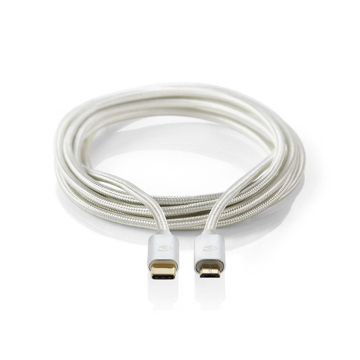USB 2.0 kabel | Typ-C Zástrčka - Micro B Zástrčka | 2 m | Hliník