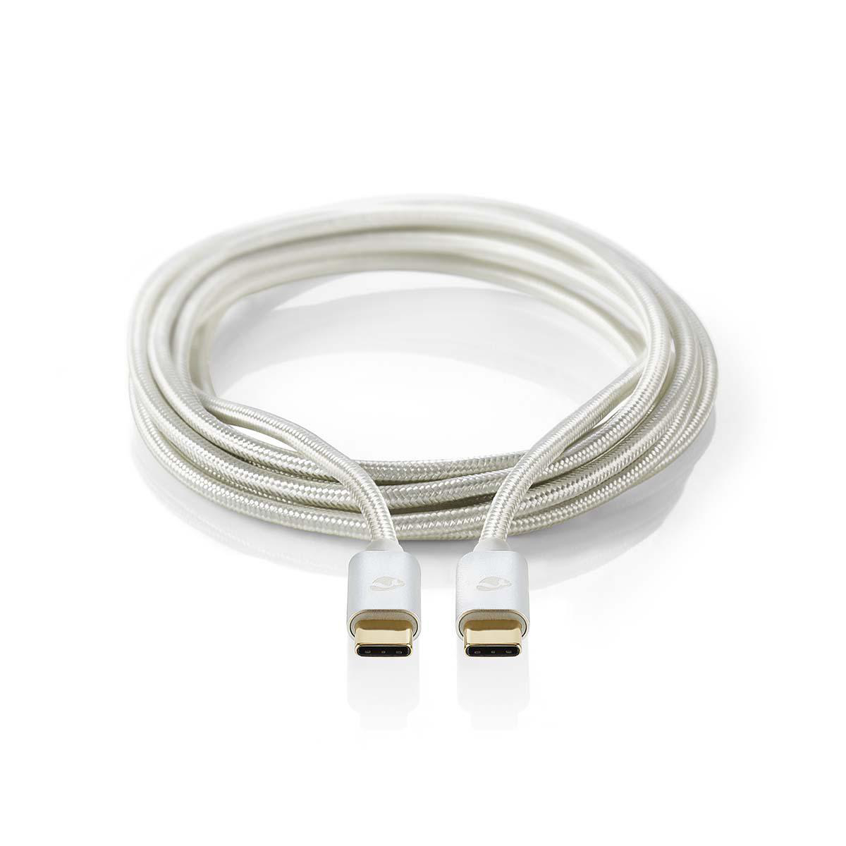 Nedis Fabritallic CCTB64700AL10 propojovací kabel USB 3.1 (Gen1) 5 Gb/s, zástrčka USB C - zástrčka USB C, 1 m, stříbrná