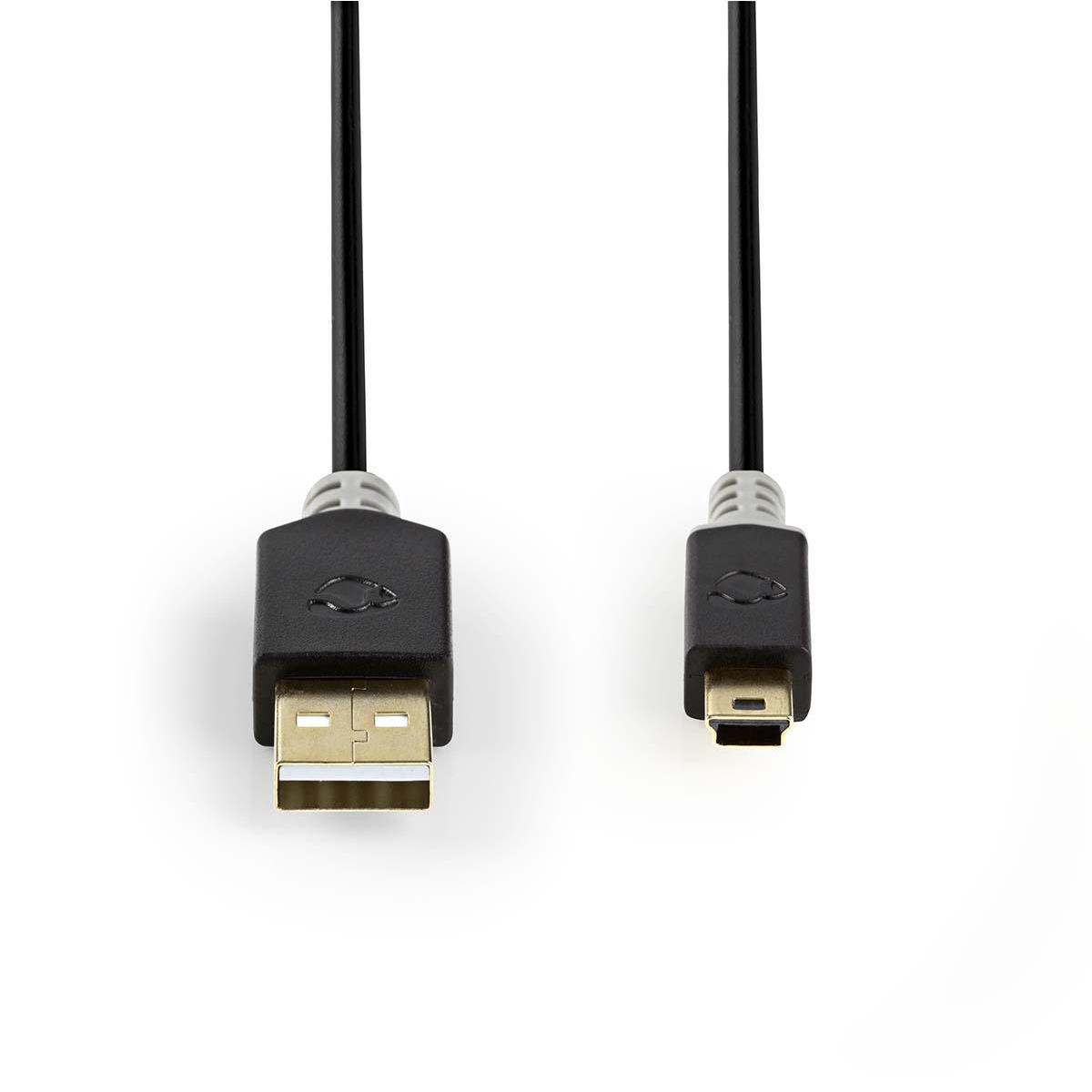 USB 2.0 kabel | A Zástrčka - Mini 5-Pin Zástrčka | 2 m | Antracit