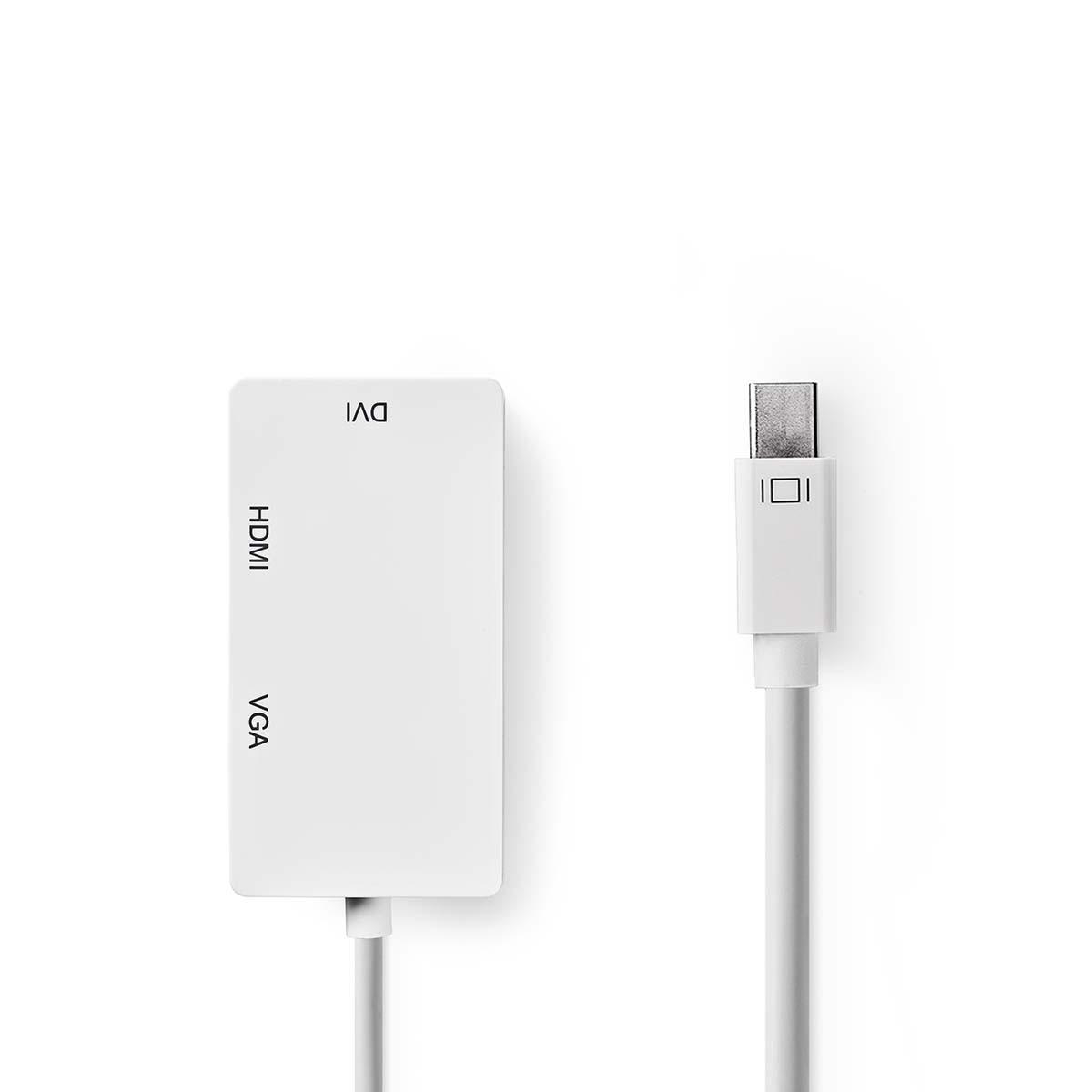 Kabel s Multi Adaptérem Mini DisplayPort | Mini DisplayPort Zástrčka - VGA Zásuvka + DVI-D 24+1-Pin Zásuvka + HDMI™ výstup | 0,2 m | Bílá barva