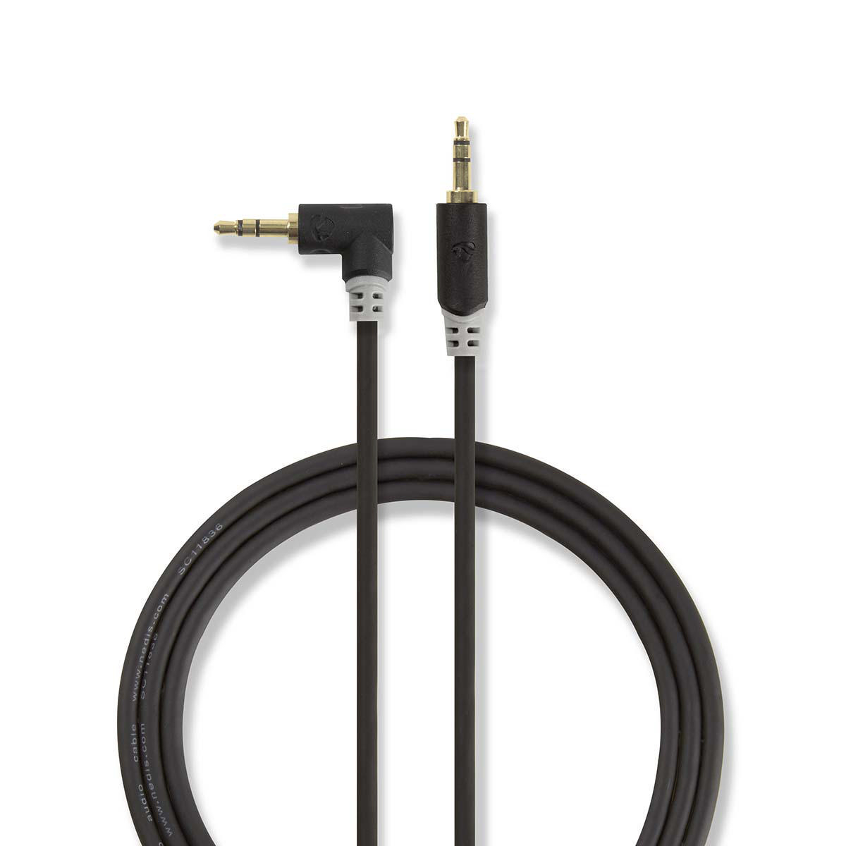 Nedis CABW22600AT10 propojovací audio kabel zástrčka jack 3.5mm - úhlová zástrčka jack 3.5mm, 0.5 m, antracit