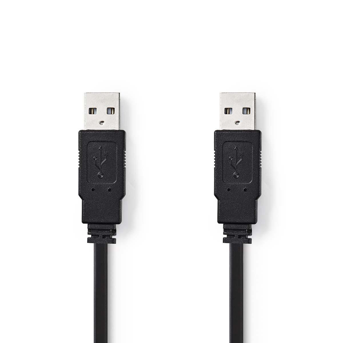 USB 2.0 Plochý Kabel | A Zástrčka - A Zástrčka | 1 m | Černá barva