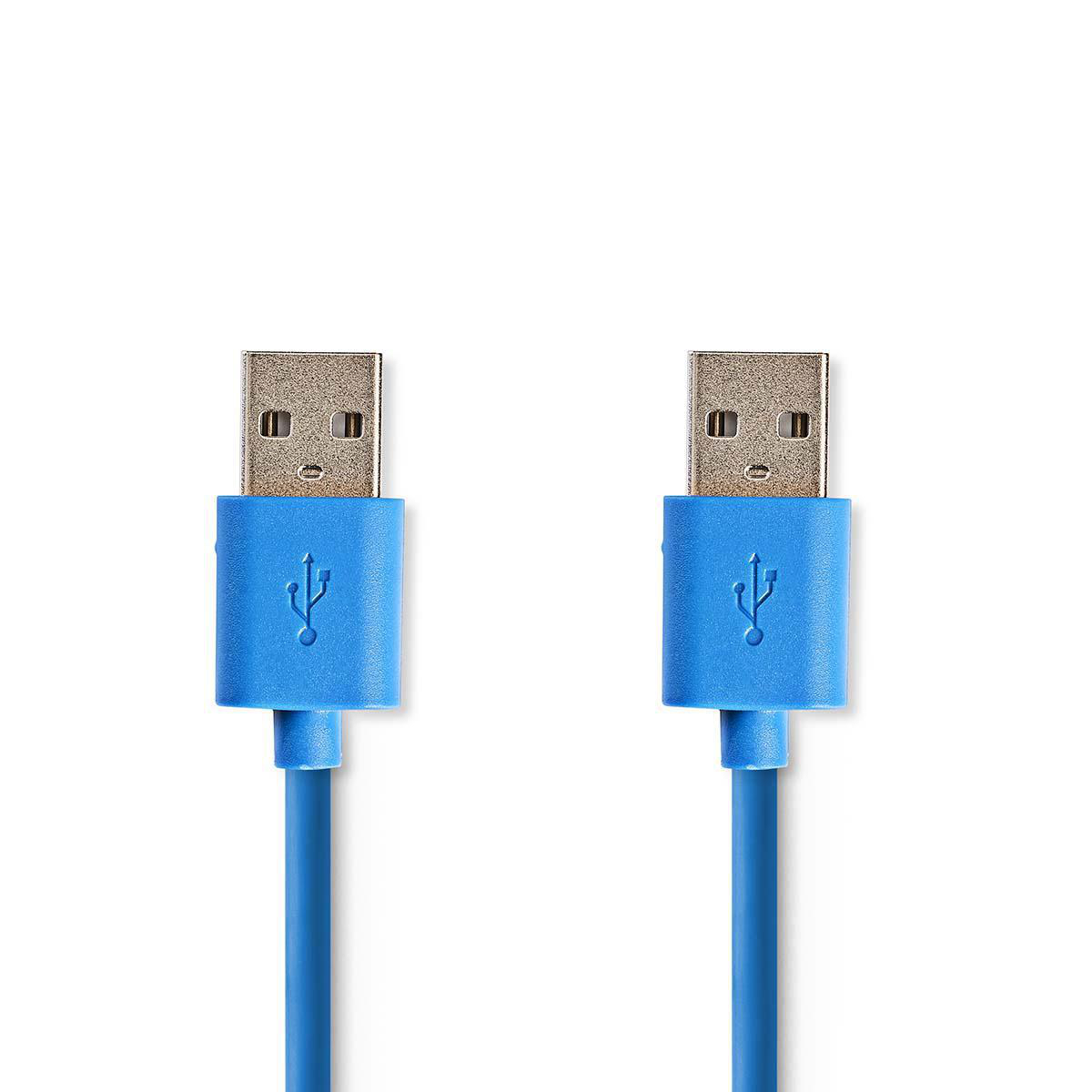 Nedis propojovací kabel USB 3.0 zástrčka USB A - zástrčka USB A, 1 m, modrá (CCGP61000BU10)