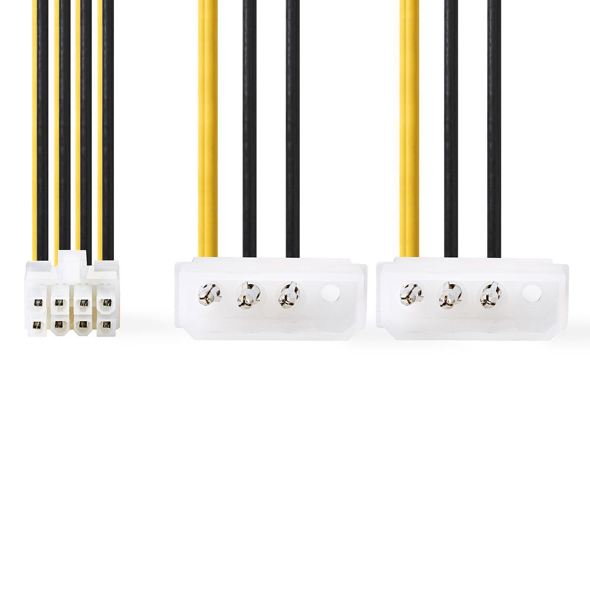 Interní napájecí kabel | EPS 8-pin Zástrčka - 2x Molex Zástrčka | 0,15 m | Různé