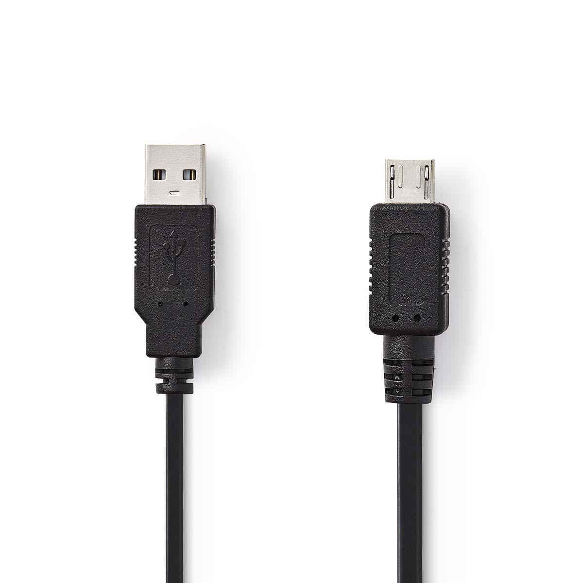 Nedis propojovací kabel USB 2.0 zástrčka USB A - zástrčka USB micro A, 2 m, černá (CCGP60400BK20)