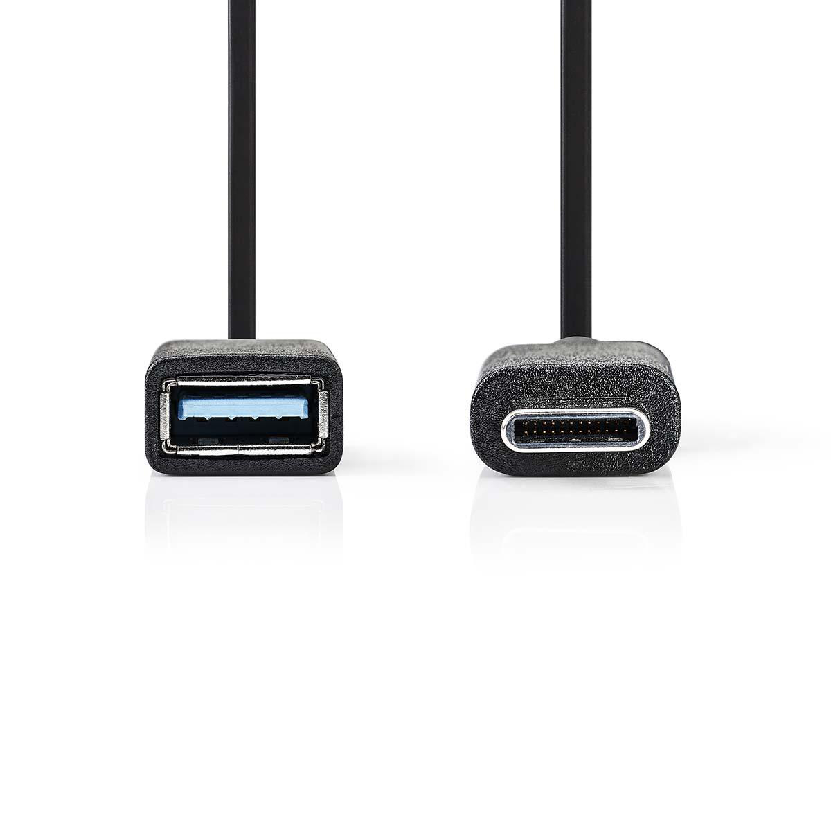 Nedis propojovací kabel zástrčka USB C - zásuvka USB 3.0 A, 0.15 m (CCGP61710BK02)