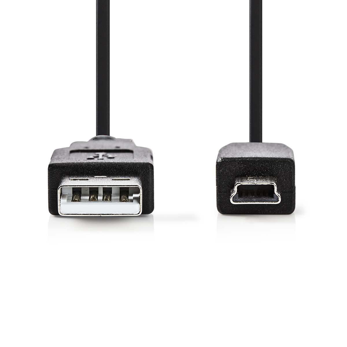 Nedis propojovací kabel USB 2.0 zástrčka USB A - zástrčka USB mini B 5-pin, 1 m (CCGP60300BK10)