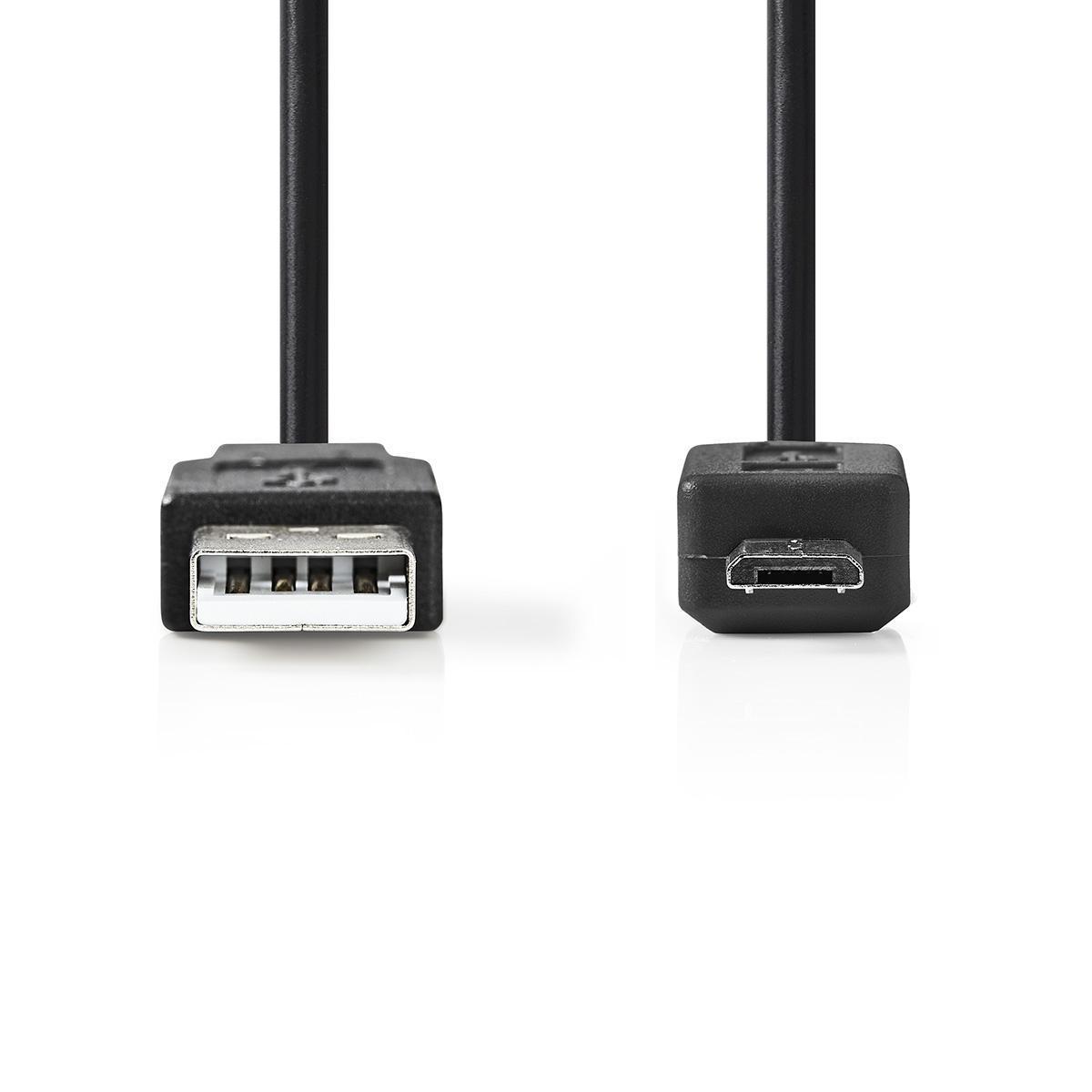 Nedis propojovací kabel USB 2.0 zástrčka USB A - zástrčka USB micro B, 2 m, černá (CCGP60500BK20)