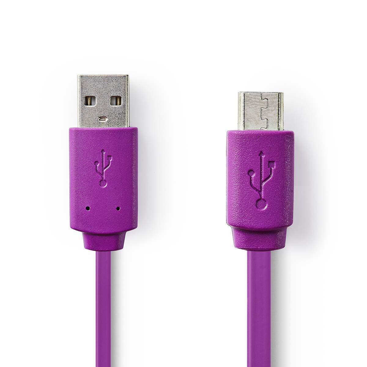 Nedis propojovací kabel USB 2.0 zástrčka USB A - zástrčka USB micro B, 1 m, fialová (CCGP60410VT10)