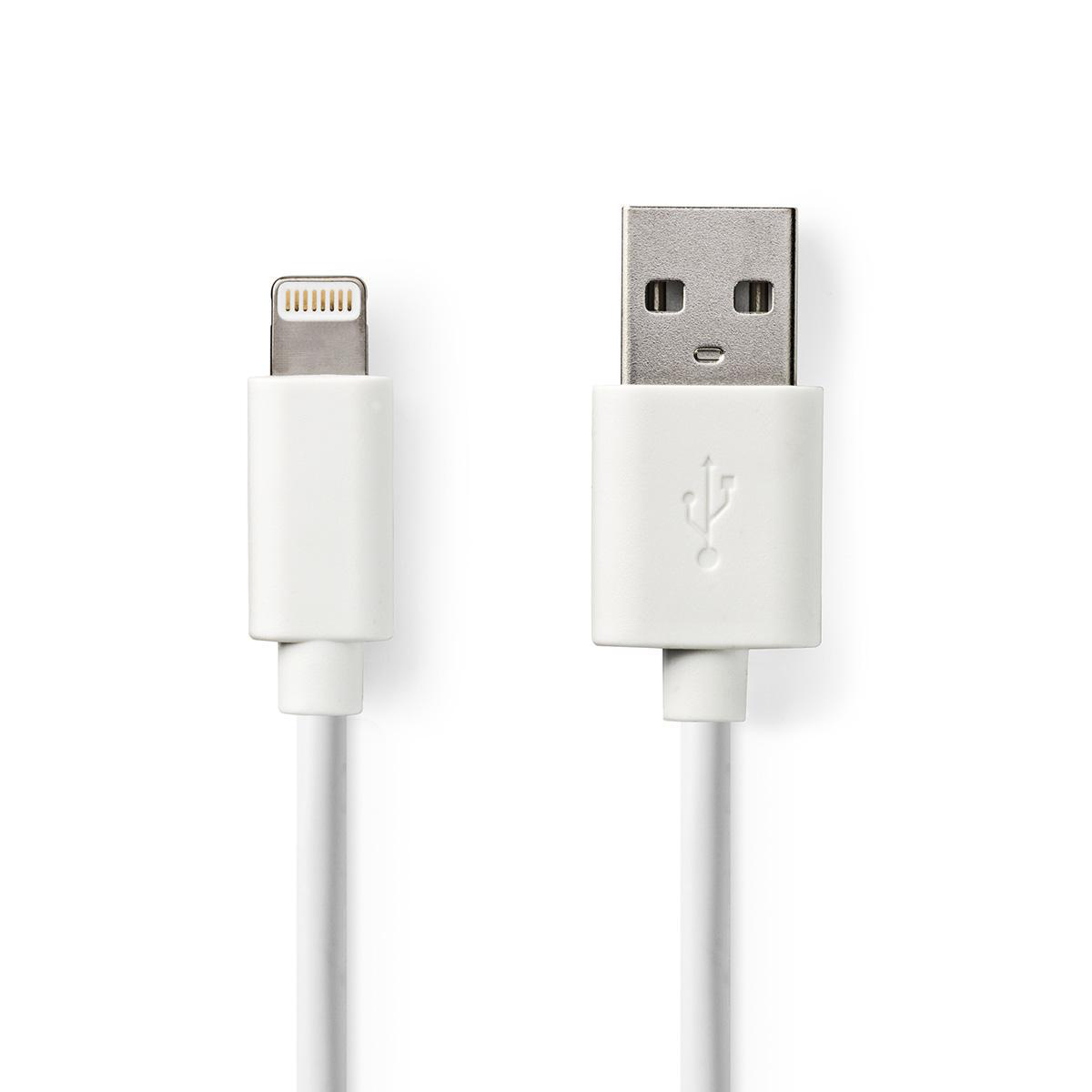 Nedis synchronizační a nabíjecí kabel zástrčka Apple Lightning 8-pin - zástrčka USB-A, 12W nabíjení, 1 m, bílá (CCGP39300WT10)