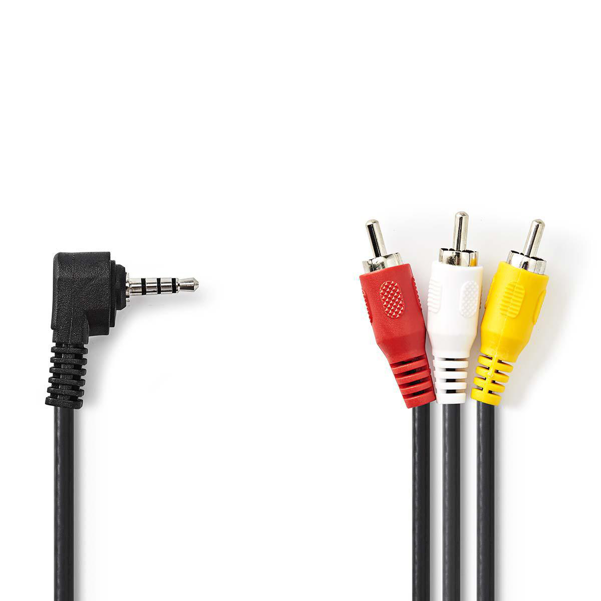 Nedis A/V kabel zástrčka Jack 4-pin 3.5 mm - zástrčka 3x CINCH, 1 m (CVGP22400BK10)